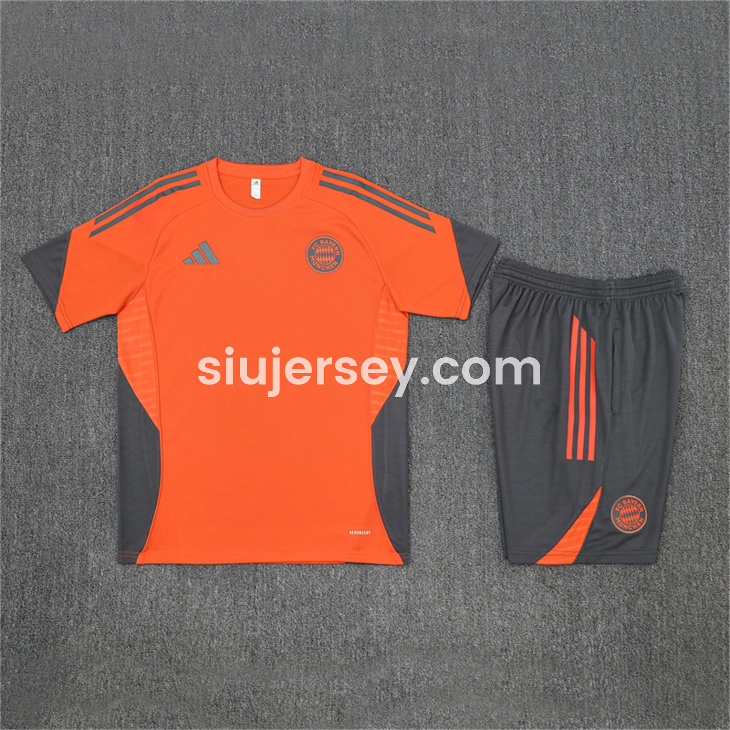 SIUjerseys-Bayern Munich 25-26 Kids Short-Sleeve Training Set - Orange Top & Gray shorts