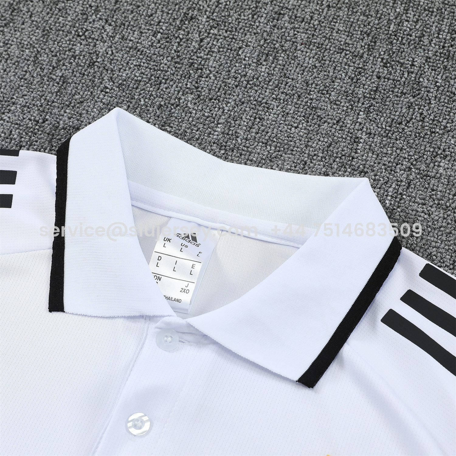 SIUjerseys-Real Madrid 25-26 POLO Short-Sleeve Training Set - White Top and Black Pants