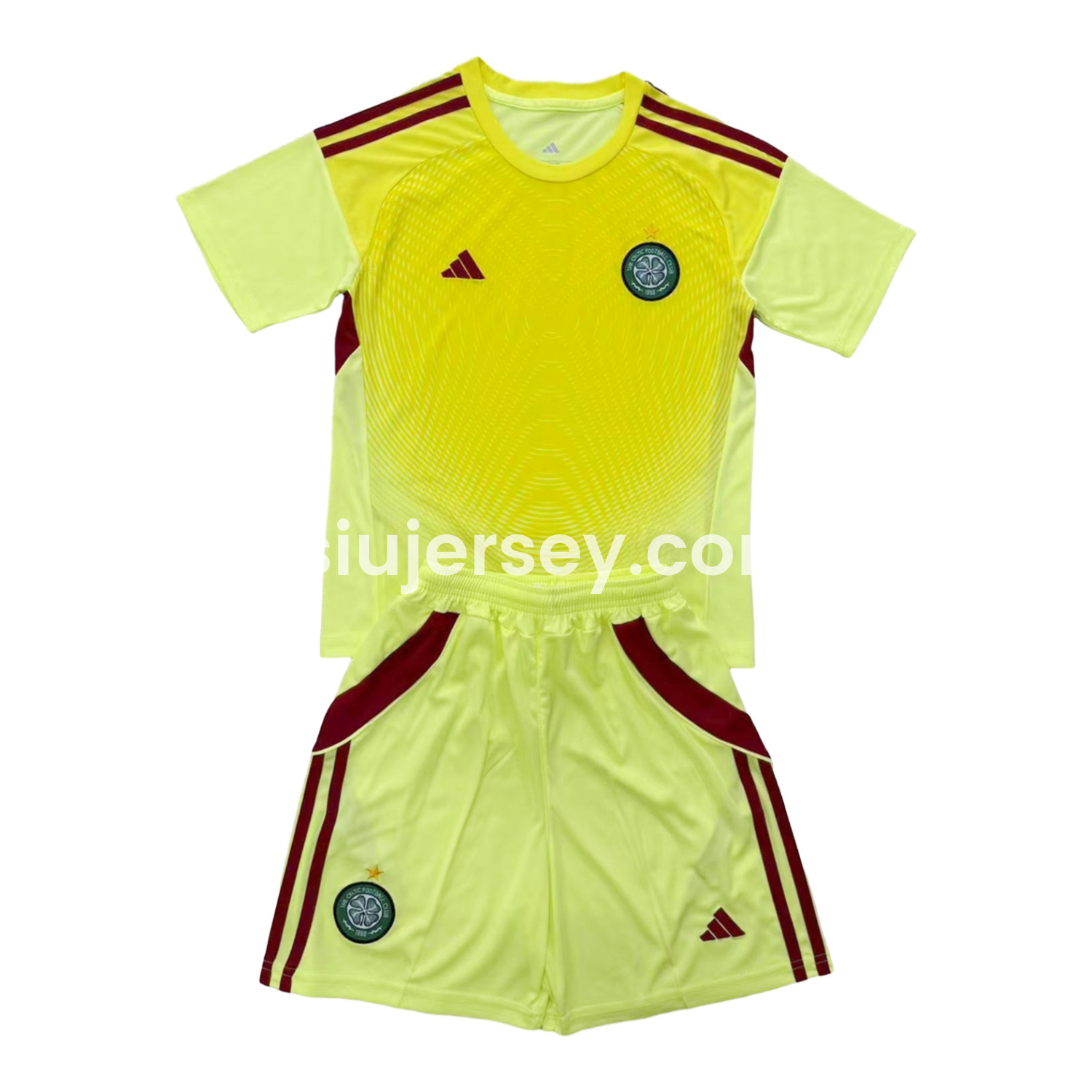 SIUjerseys-Celtic 25-26 Light Yellow Goalkeeper Men's Adult Jersey Set - Fans Version