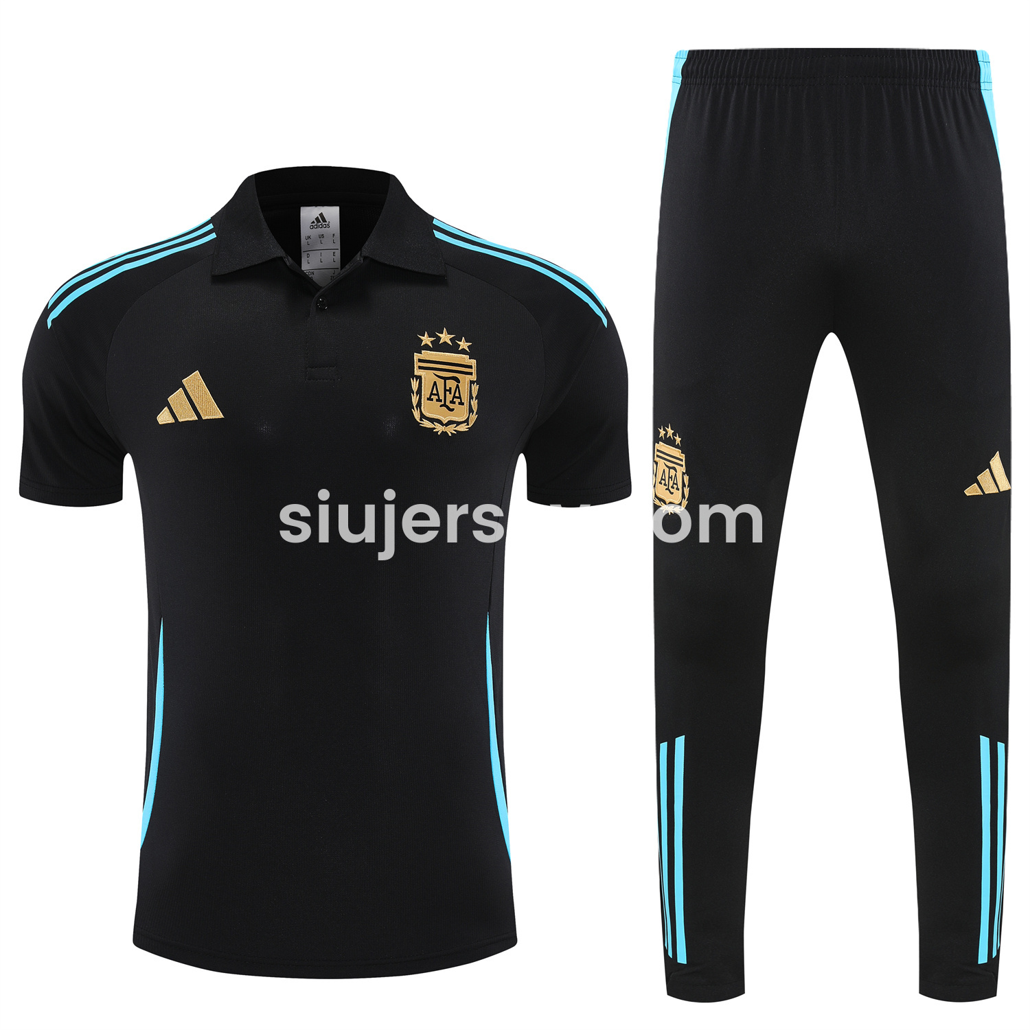 SIUjerseys-Argentina 25-26 POLO Short-Sleeve Training Set - Deep Blue Top and Pants with Blue Stripes