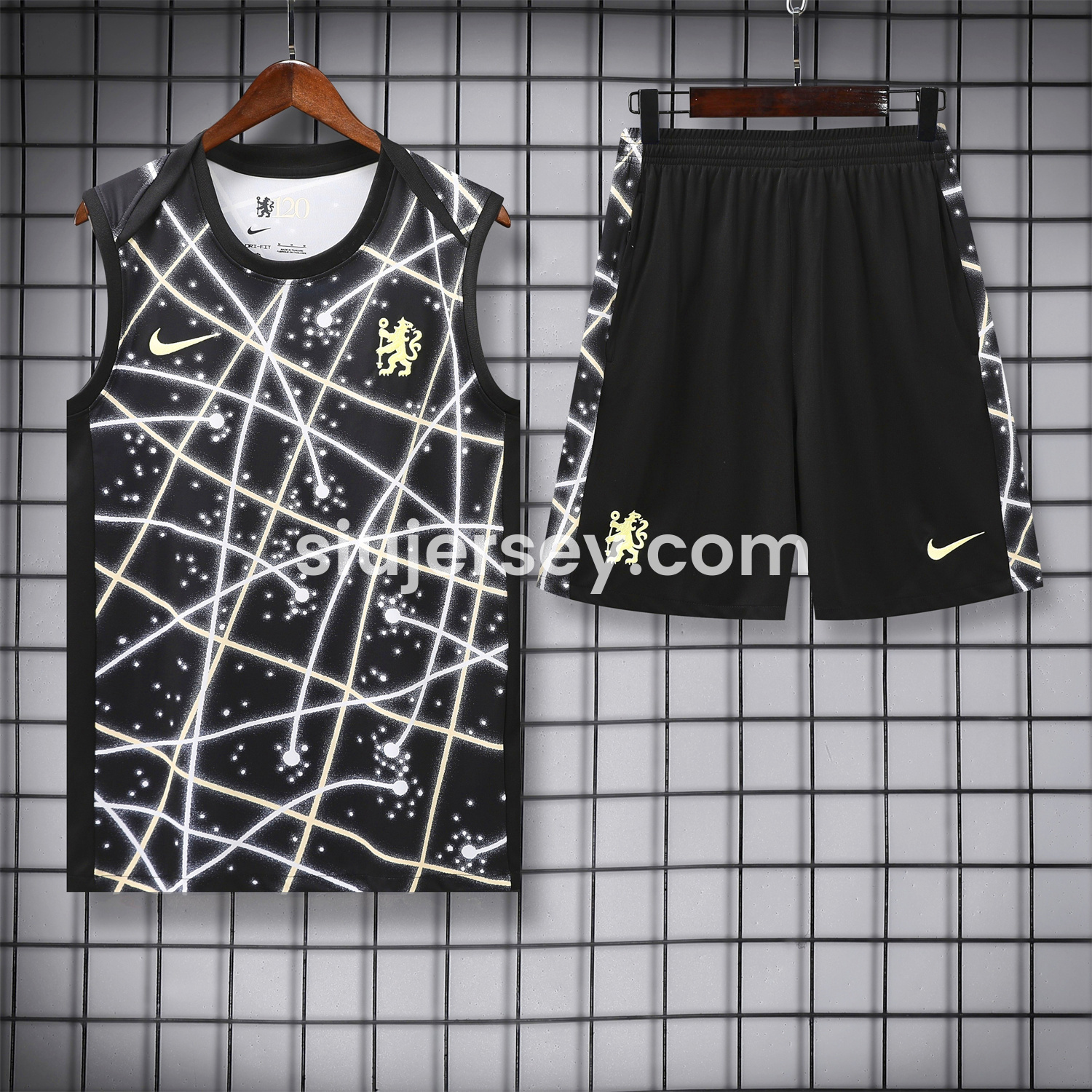 SIUjerseys-C.H.E.L.S.E.A 25-26 Vest Training Set - Yellow Fluorescent Rays Black Vest & Black Shorts
