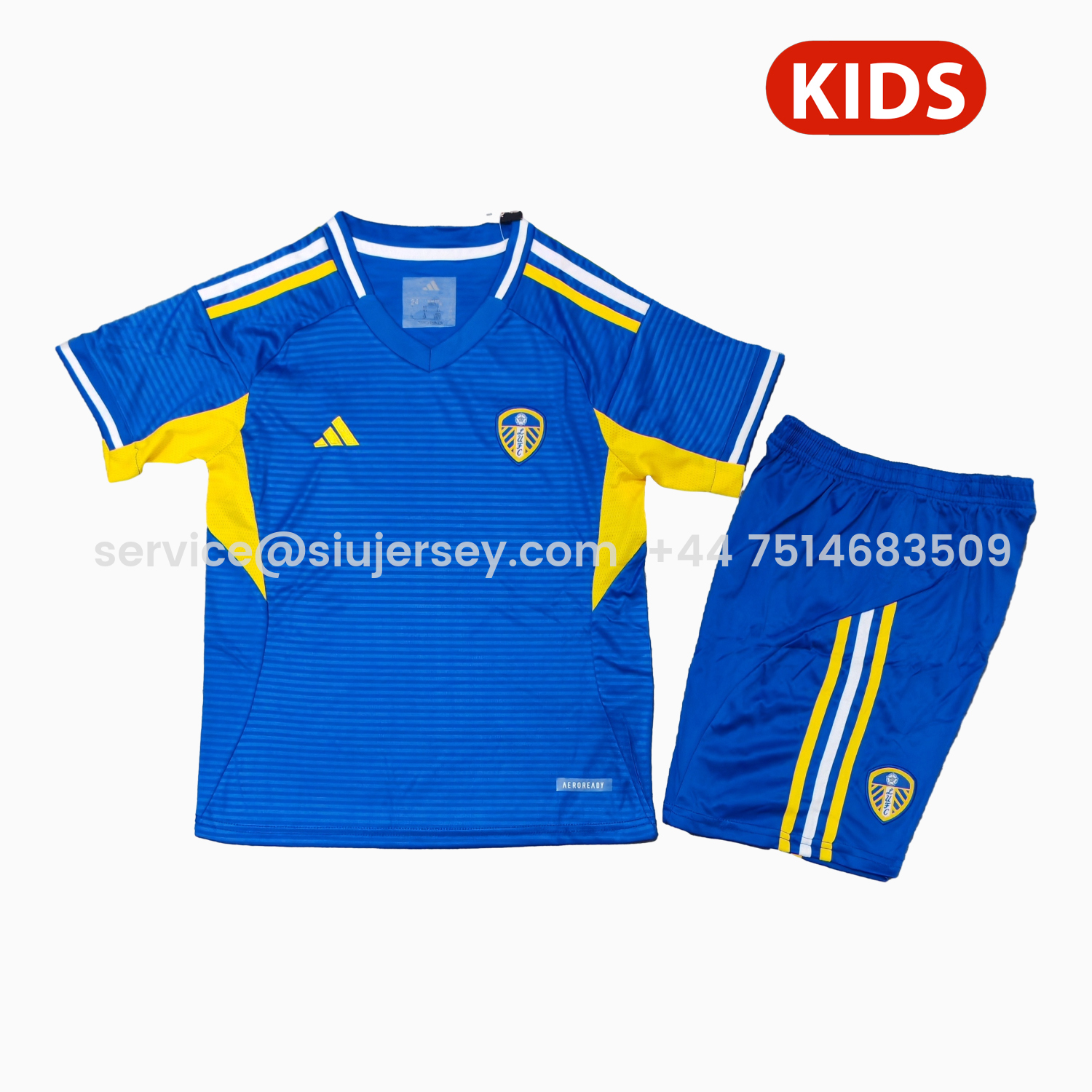 SIUjerseys-Leeds United 25-26 Away Unsponsored Kids Kit