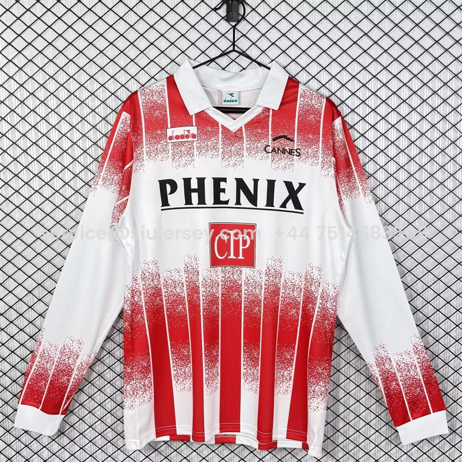 SIUjerseys-Retro AS Cannes 1991-92 Home Long Sleeves Jersey