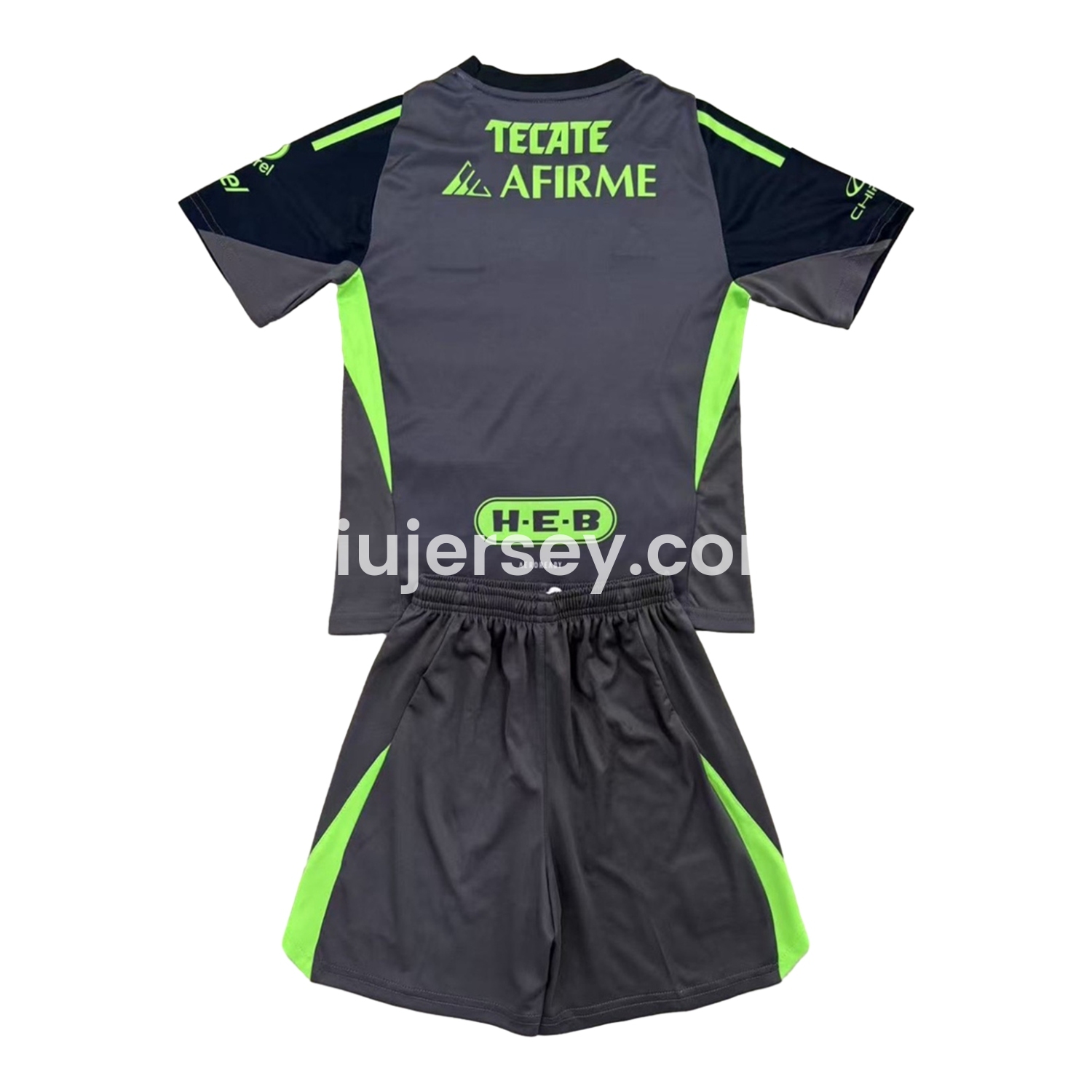 SIUjerseys-Tigres UANL 25-26 Grey Black Goalkeeper Kids Kit