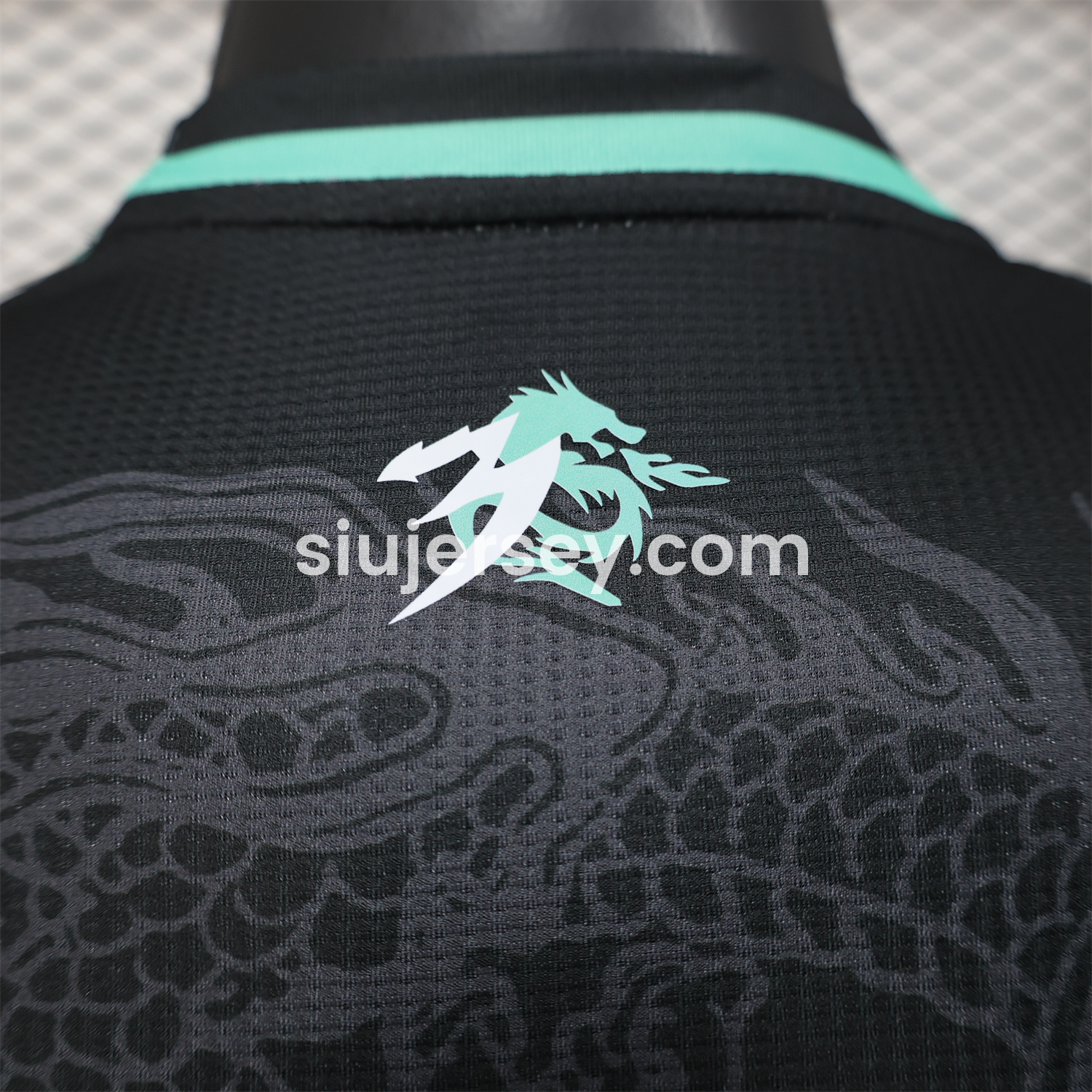 SIUjerseys-Algeria 25-26 Green Dragon Pattern Black Jersey - Player Version