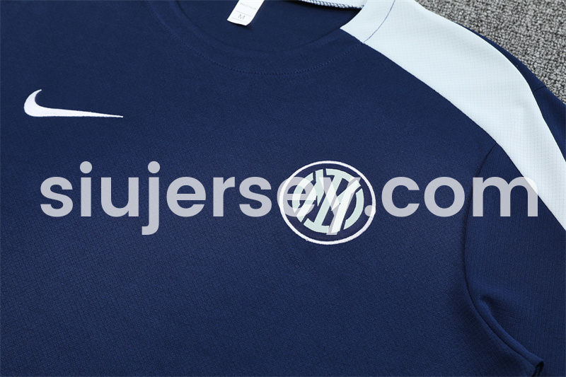 SIUjerseys-Inter Milan 25-26 Short-Sleeve Kids Training Set - Deep Blue Top & Deep Blue shorts