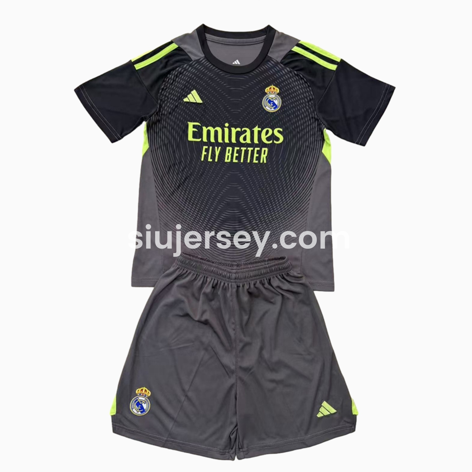 SIUjerseys-Real Madrid 25-26 Grey Black Goalkeeper Men's Adult Jersey Set - Fans Version