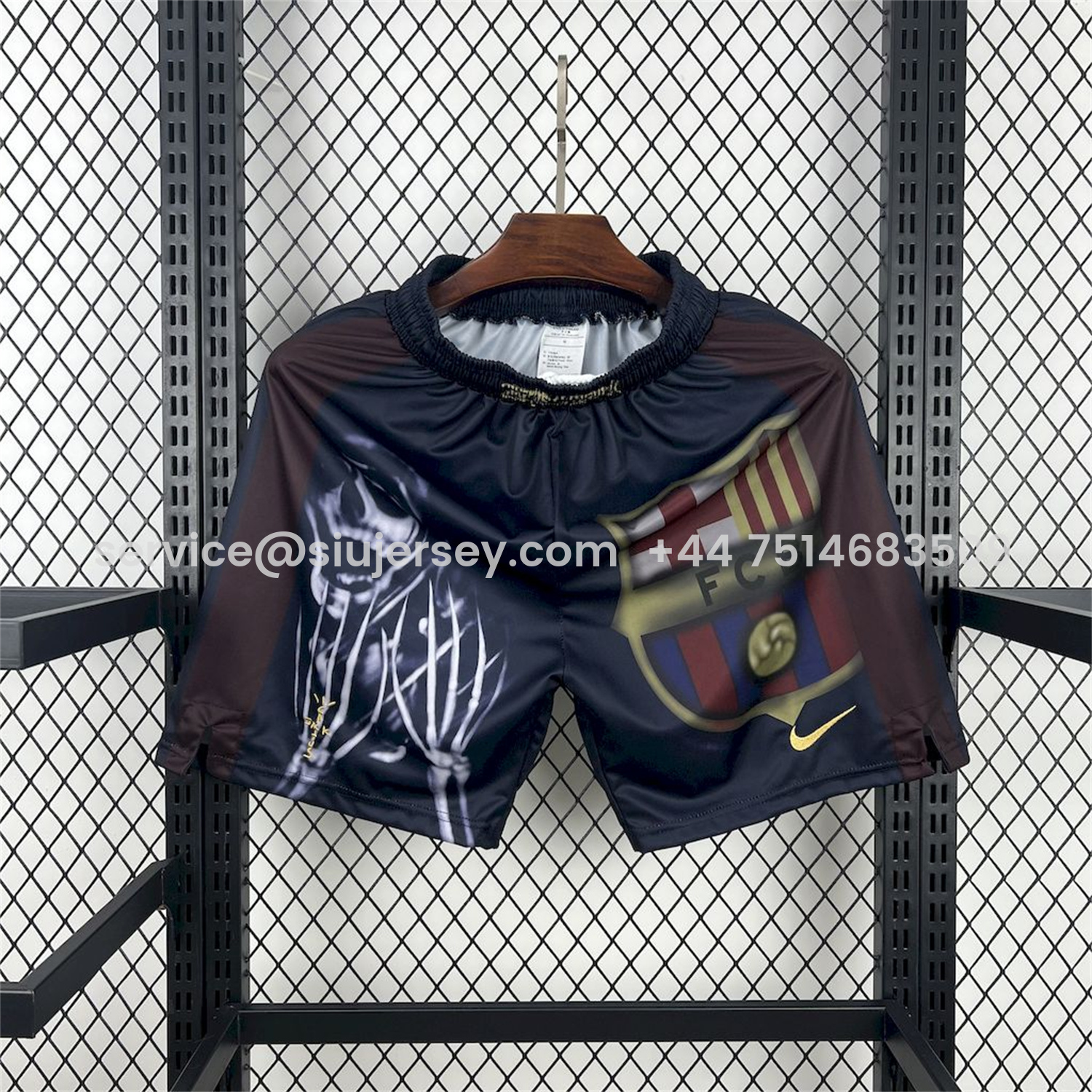 SIUjerseys-Barcelona x Travis Scott 25-26 Black Skeleton Shorts