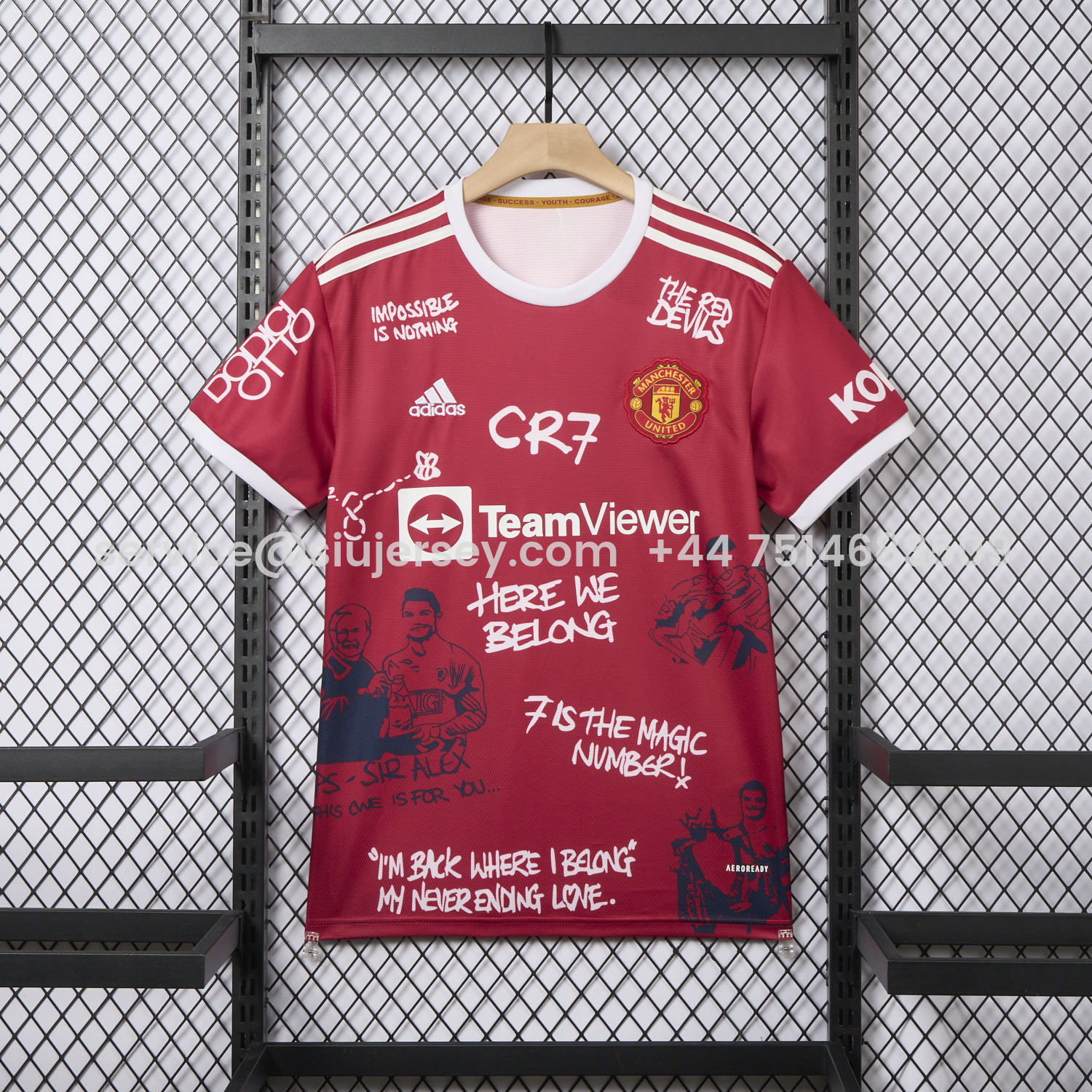 SIUjerseys-Retro Manchester United 21-22 Home Ronaldo Graffiti Edition Special Edition Jersey