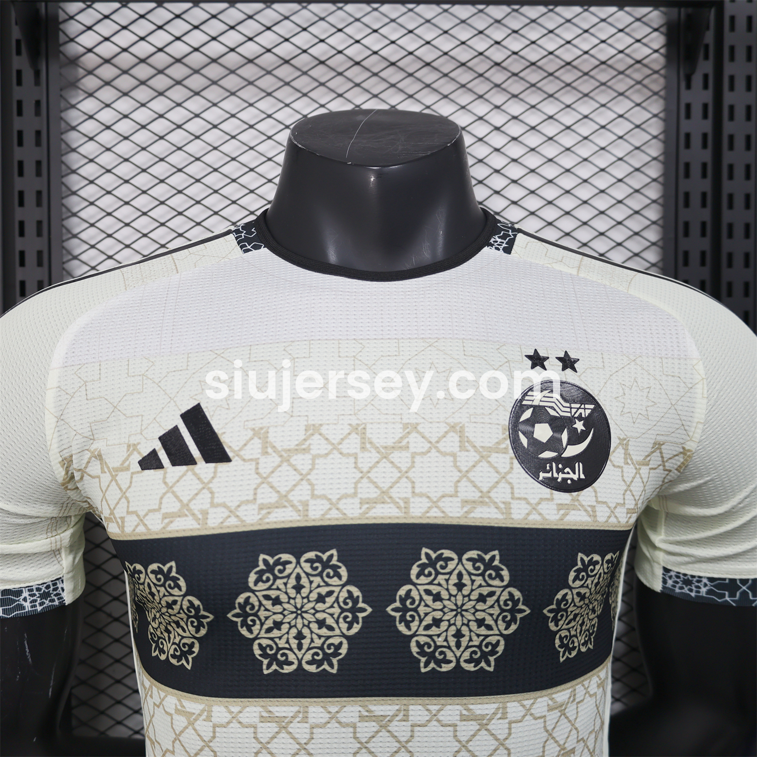 SIUjerseys-Algeria 25-26 Light Yellow with Black Classical Pattern Jersey - Player Version