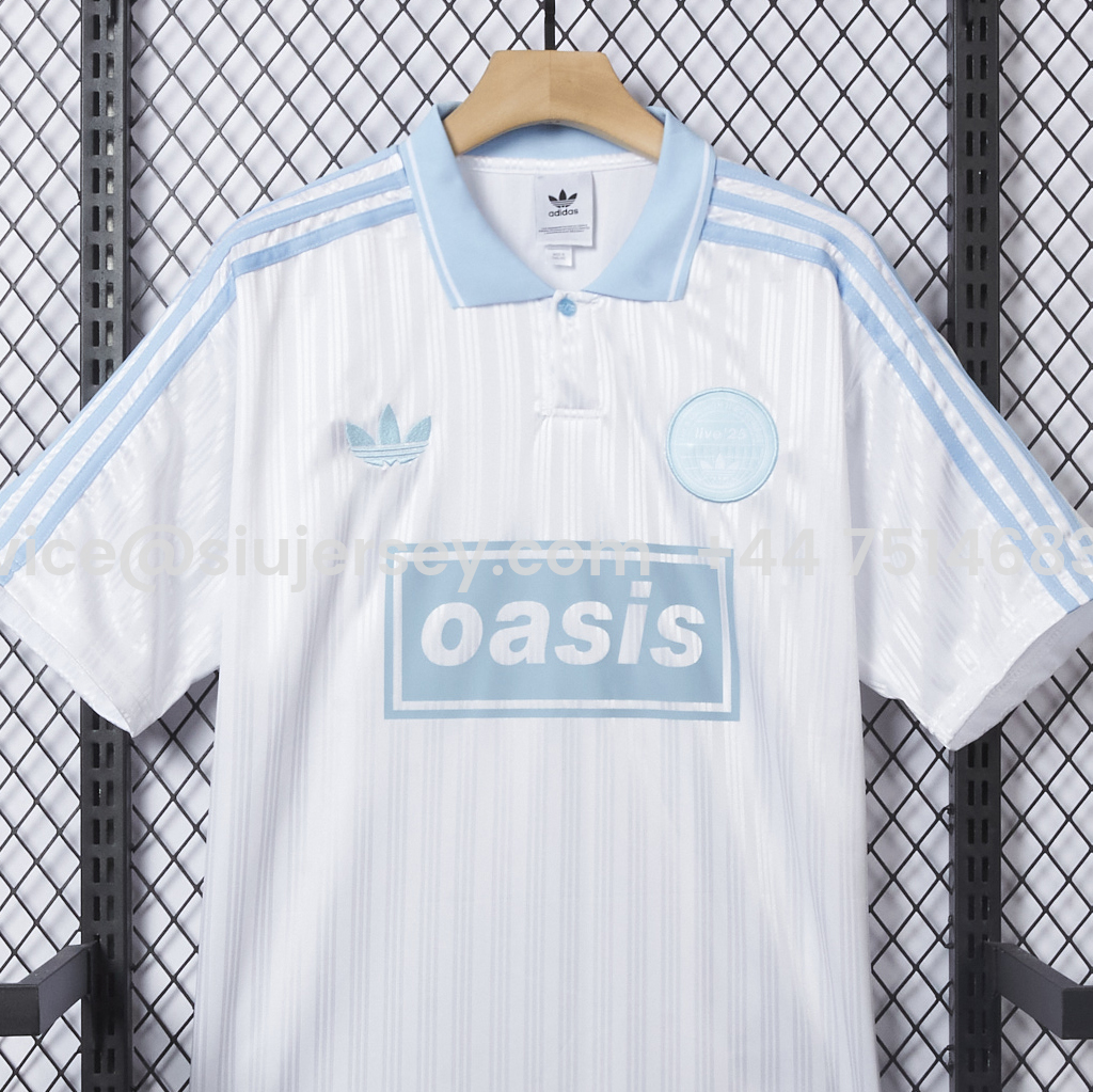 SIUjerseys-Bohemian 25-26 Oasis Originals Tour White And Sky Blue Jersey With Number 25 - Fans Version