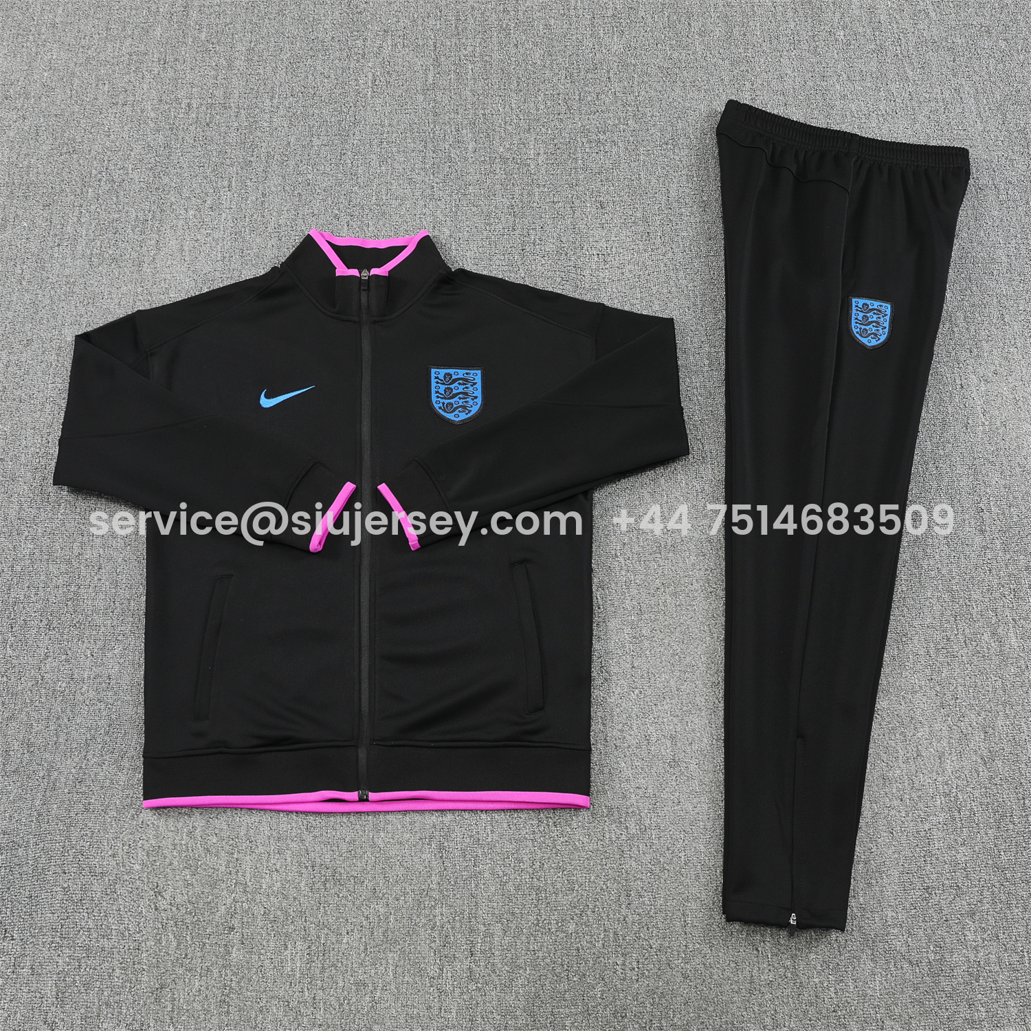 SIUjerseys-England 2026 Jacket Training Tracksuit - Black Top and Black Pants