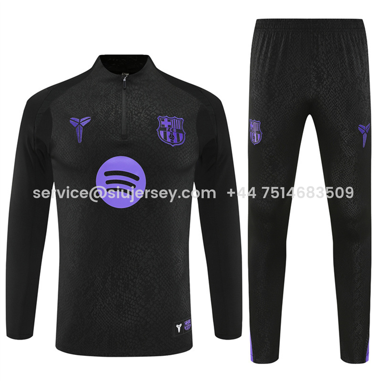 SIUjerseys-Barcelona 25-26 X KB Long Sleeve Training Set - Black Top & Black Pants
