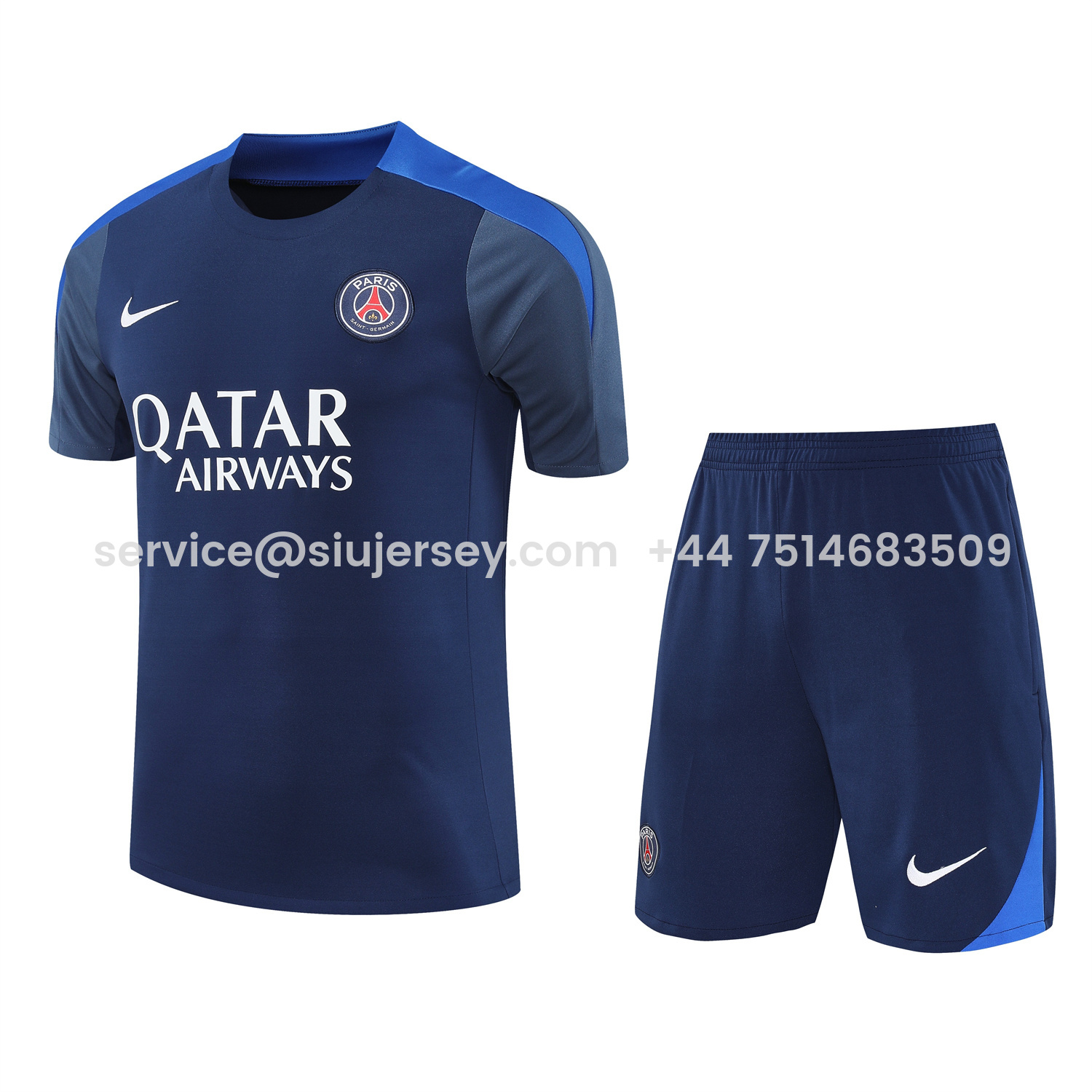 SIUjerseys-Paris Saint-Germain PSG 25-26 Short-Sleeve Training Set - Royal Blue & Royal Blue Shorts