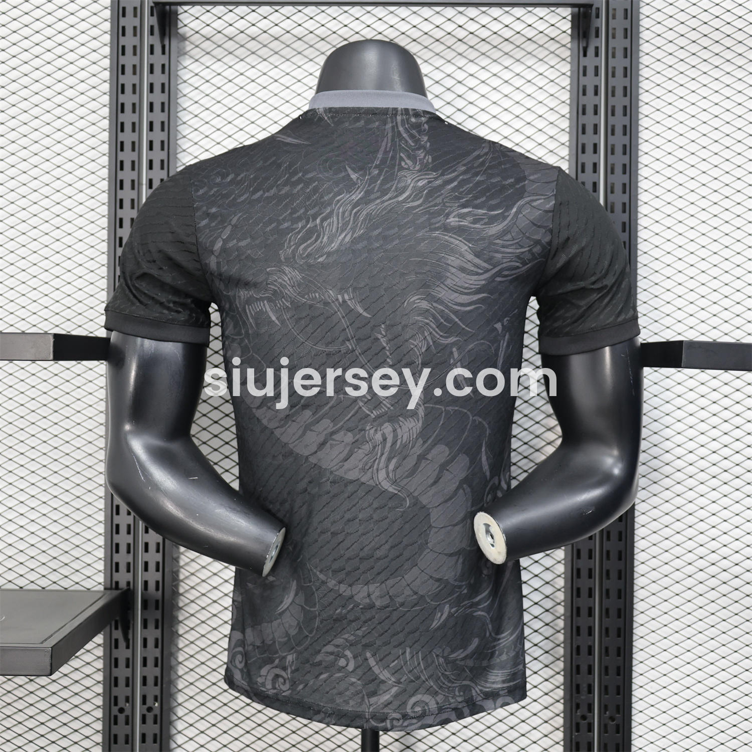 SIUjerseys-Real Madrid 25-26 Grey Chinese Loong and Auspicious Clouds Line Drawing Black Jersey - Player Version