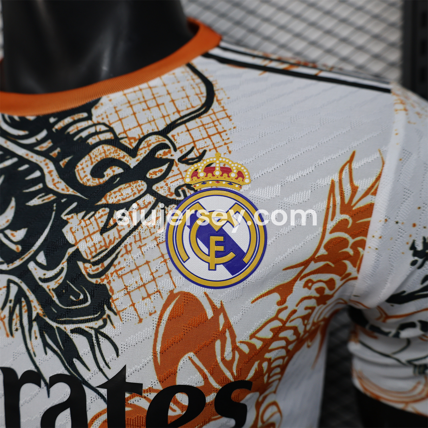 SIUjerseys-Real Madrid 24-25 Black & Orange Loong White Jersey - Player Version