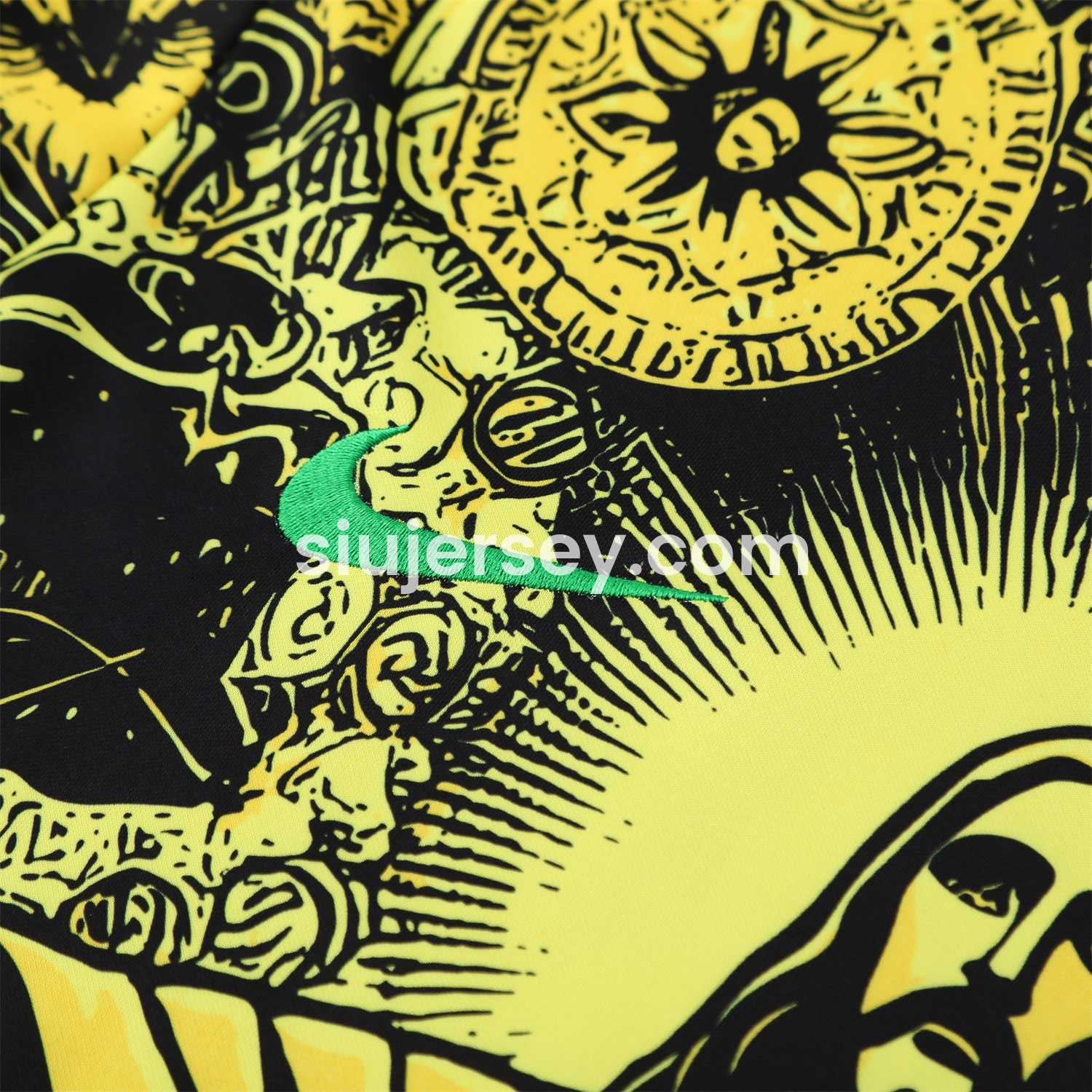 SIUjerseys-Brazil 25-26 Yellow Jesus Statue Short-Sleeve Training Set - Yellow Top & Black Shorts