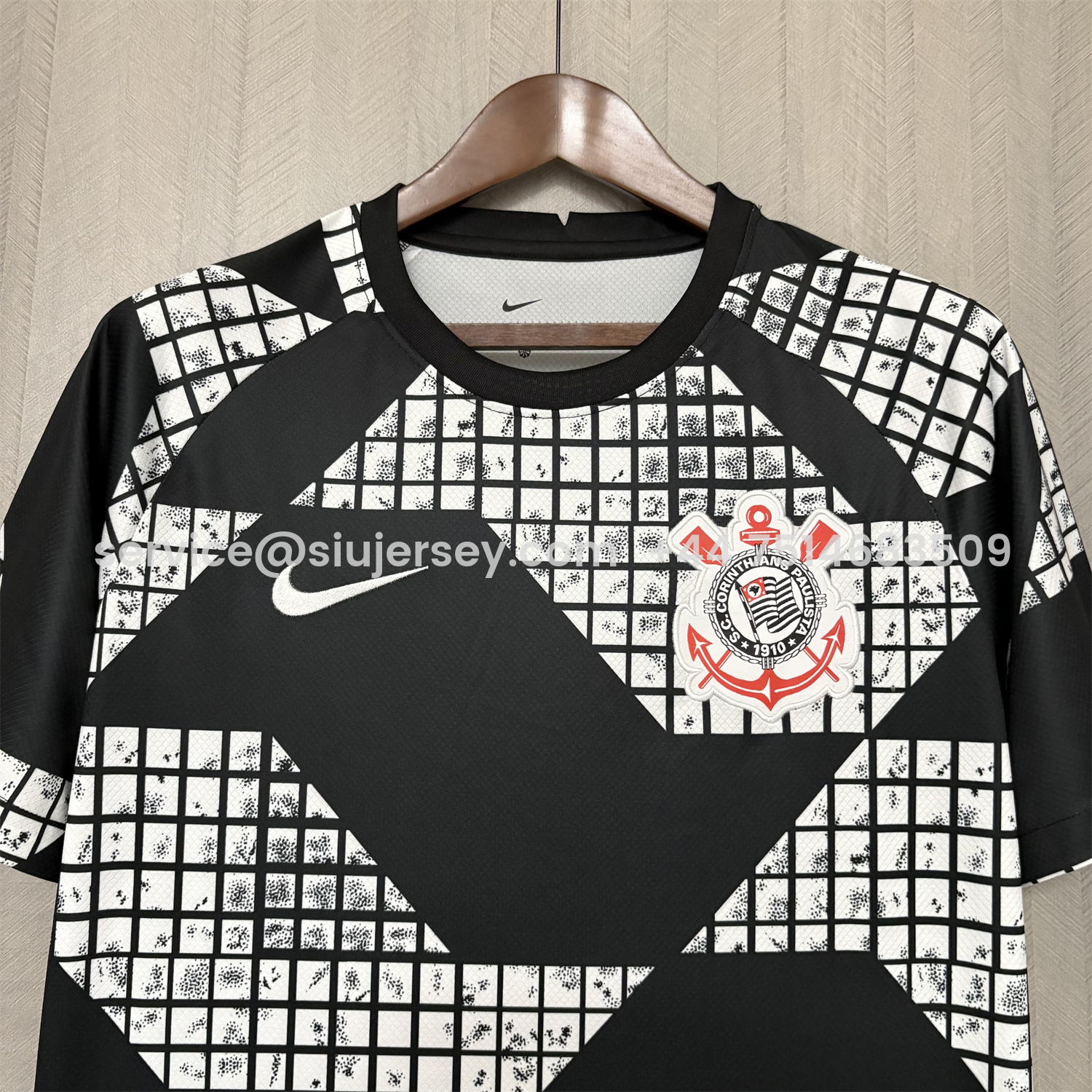 SIUjerseys-Corinthians 2025-26 White And Black Pre-Match Jersey - Fans Version