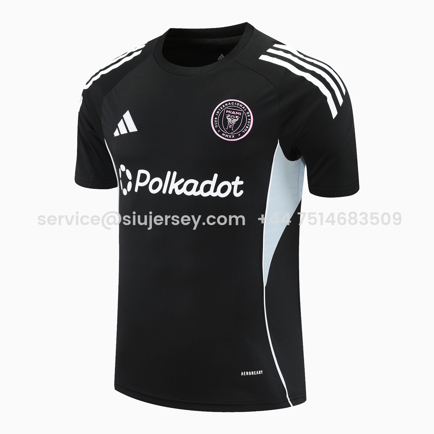 SIUjerseys-INT M.A.M 25-26 Short-Sleeve Training Set - Light Grey Stripes Black Top & Black Shorts