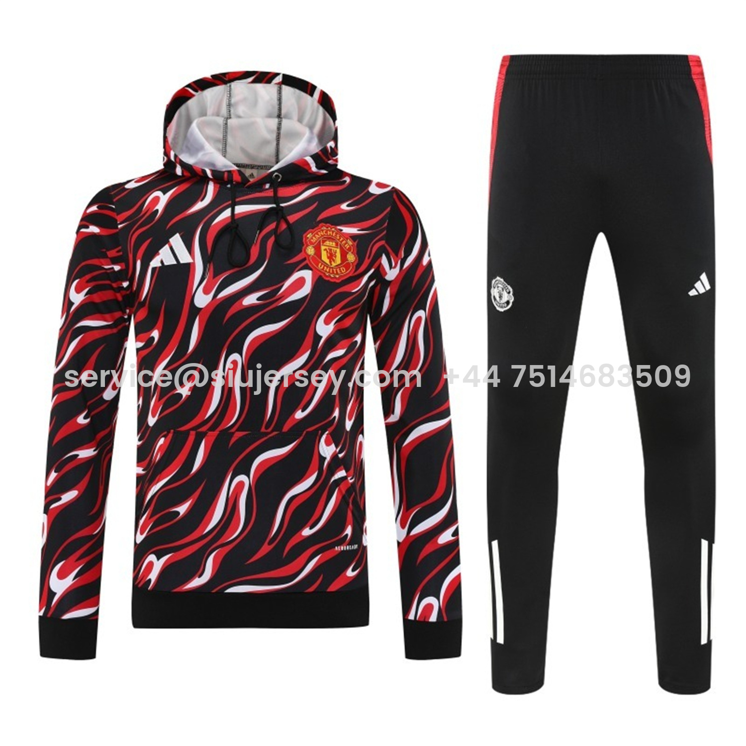 SIUjerseys-Manchester United 25-26 Traning Hoodie Set - Flowing Red Hoodie With Black Pants