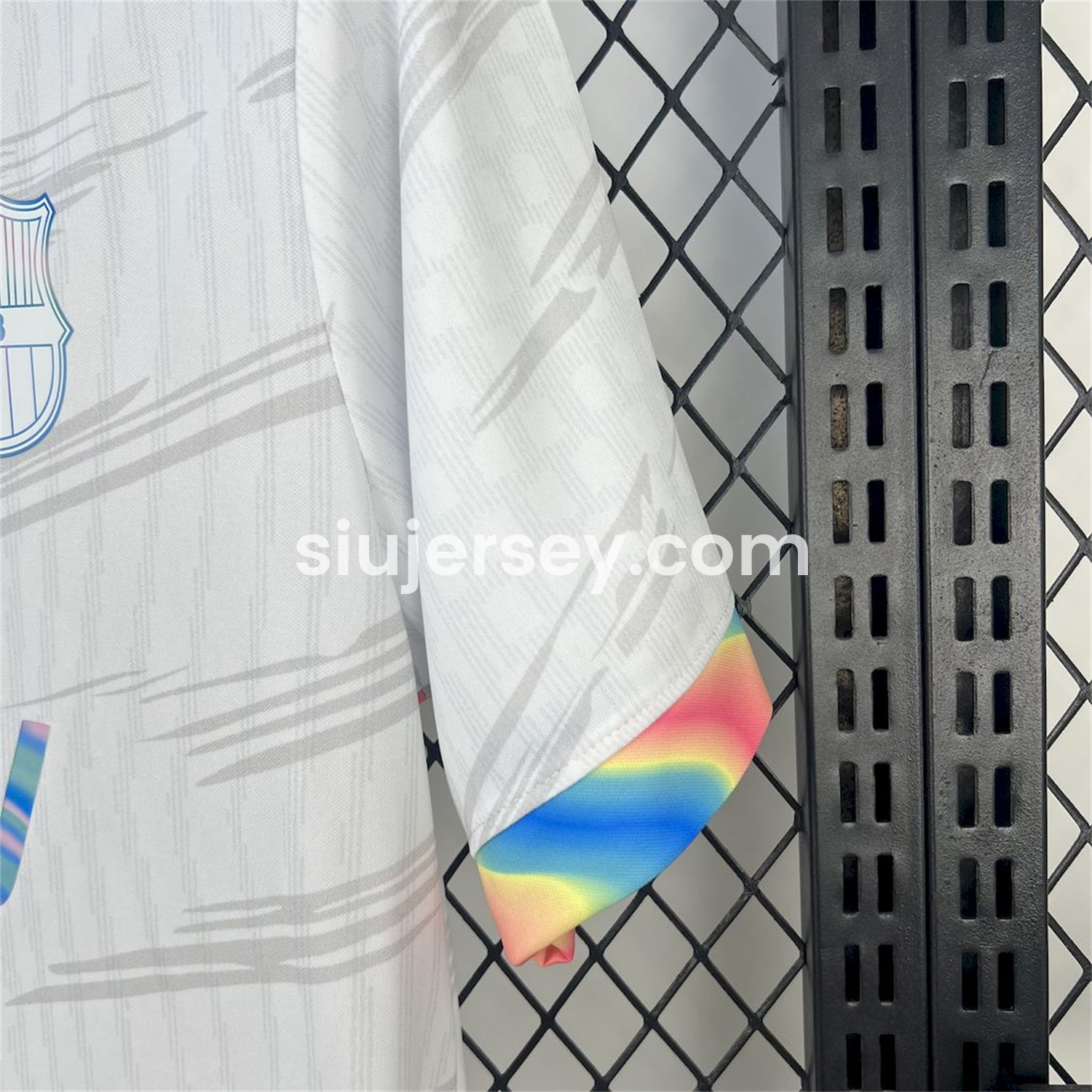 SIUjerseys-Barcelona 25-26 Colored Cuffs White Jersey - Fans Version