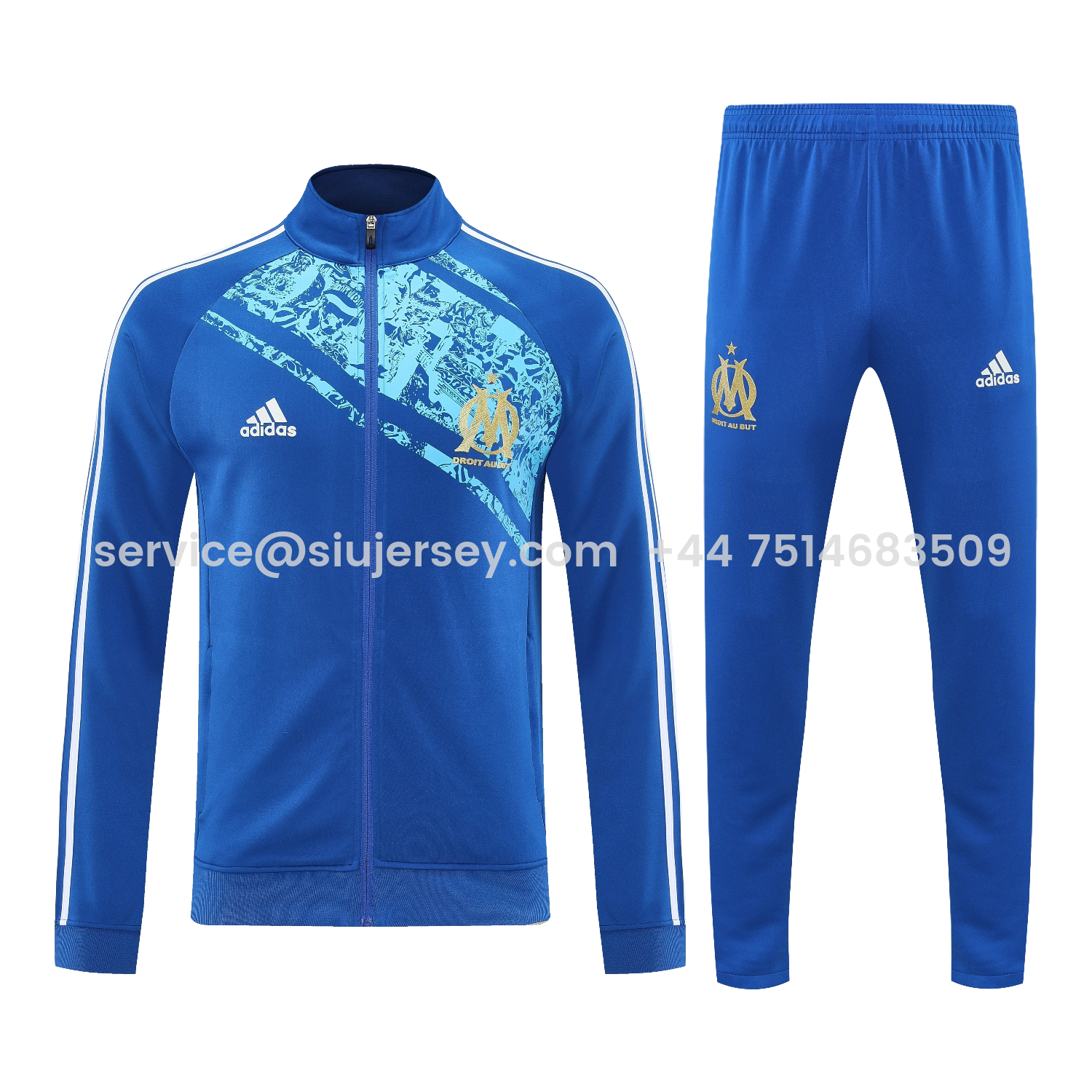 SIUjerseys-Marseille 25-26 Jacket Training Tracksuit - Blue Jackets & Blue Pants