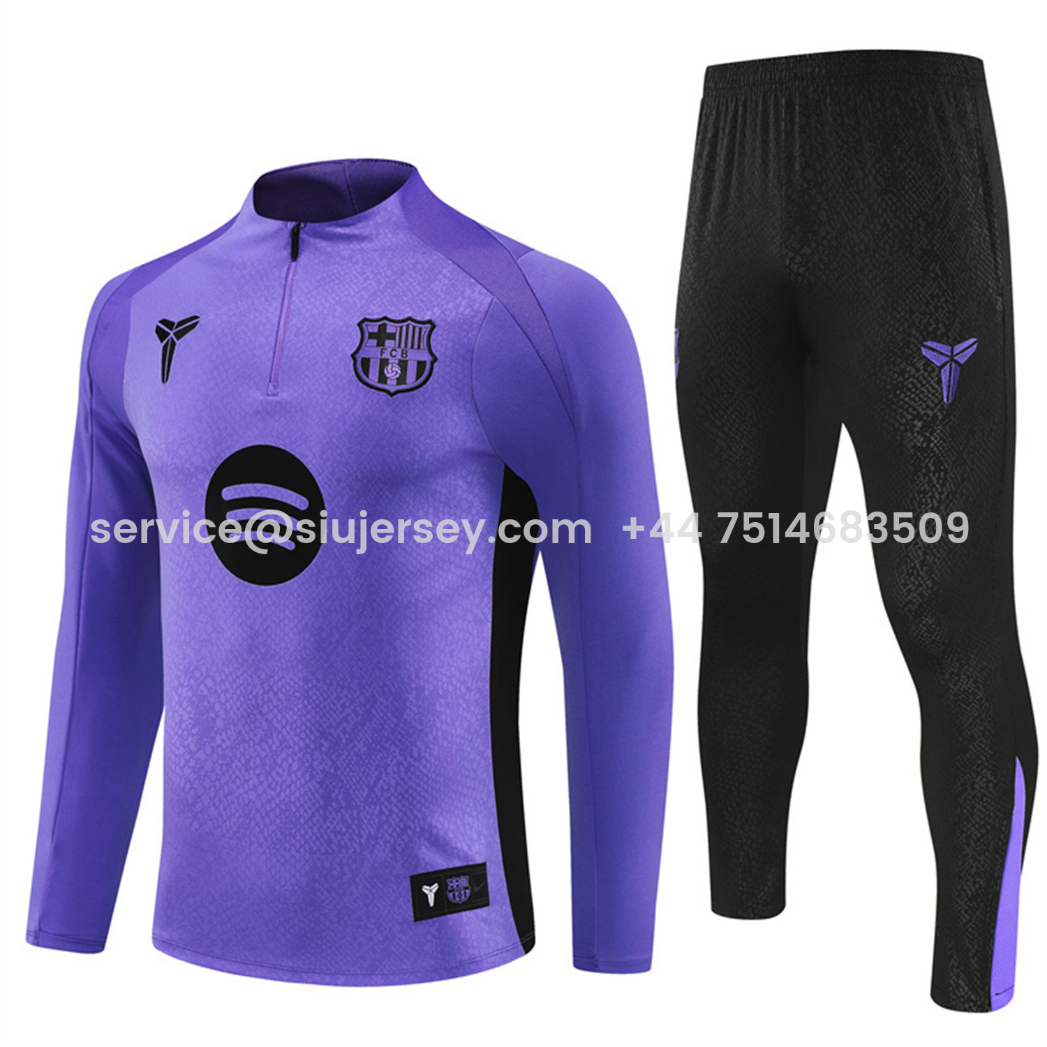 SIUjerseys-Barcelona 25-26 X KB Long Sleeve Training Set - Purple Top & Black Pants