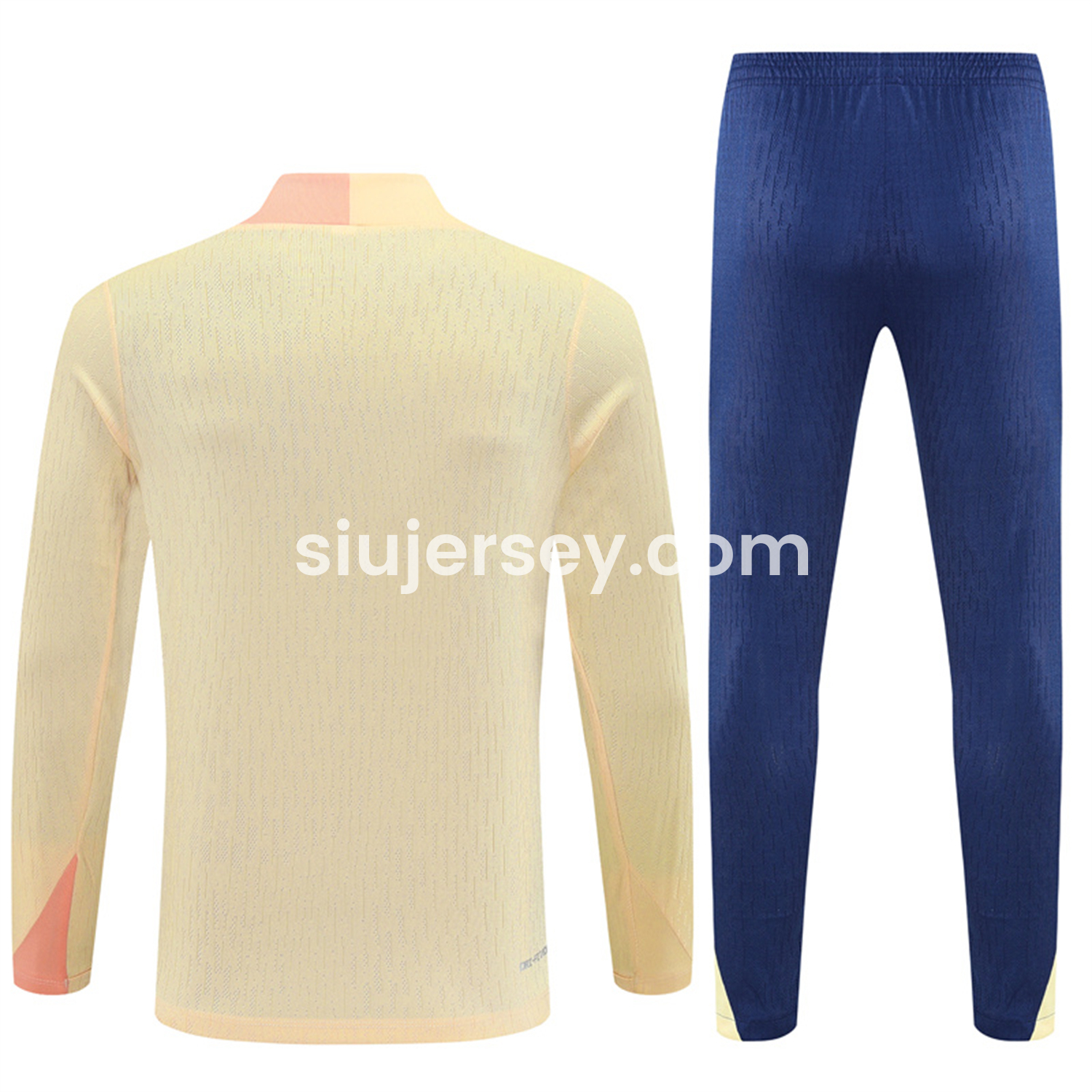 SIUjerseys-Barcelona 25-26 Kids Long Sleeve Training Set - Player Version - Light Yellow Top and Blue Pants