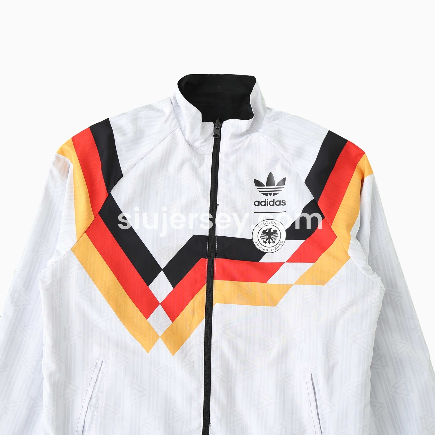 SIUjerseys-Retro Germany 1990 Double Sided Reversible Windbreaker - White & Black