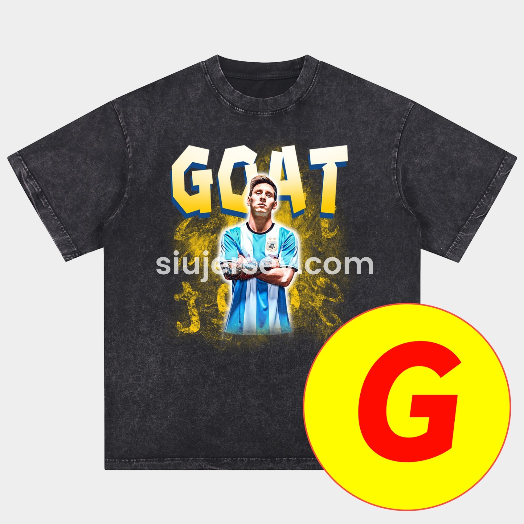 SIUjerseys-Messi GOAT Argentina Barcelona INT M.A.M Oversized Washed T-Shirt
