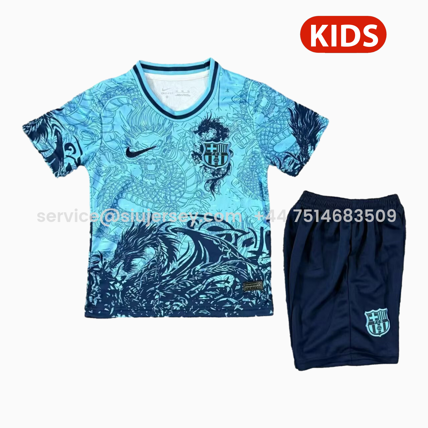 SIUjerseys-Barcelona 25-26 Blue Dragon Special Kids Kit