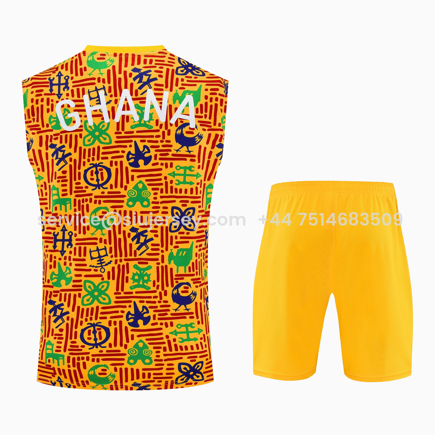 SIUjerseys-Ghana 2026 Vest Training Set - Yellow Vest and Shorts
