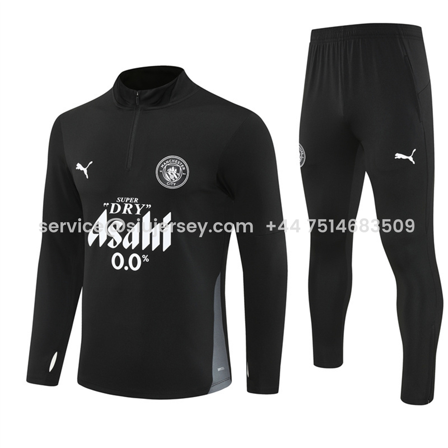 SIUjerseys-Manchester City 25-26 Long Sleeve Training Set - Black Top & Black Pants