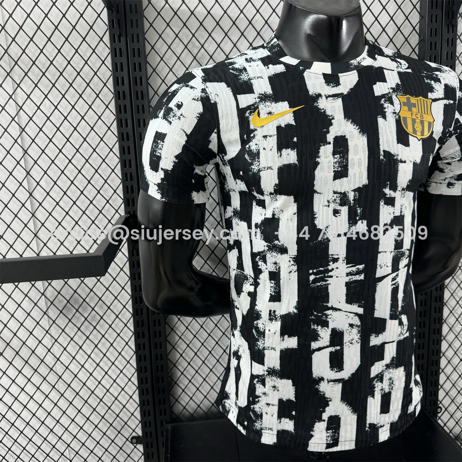 SIUjerseys-Barcelona 25-26 Unsponsored White & Black Letters Special Jersey - Player Version