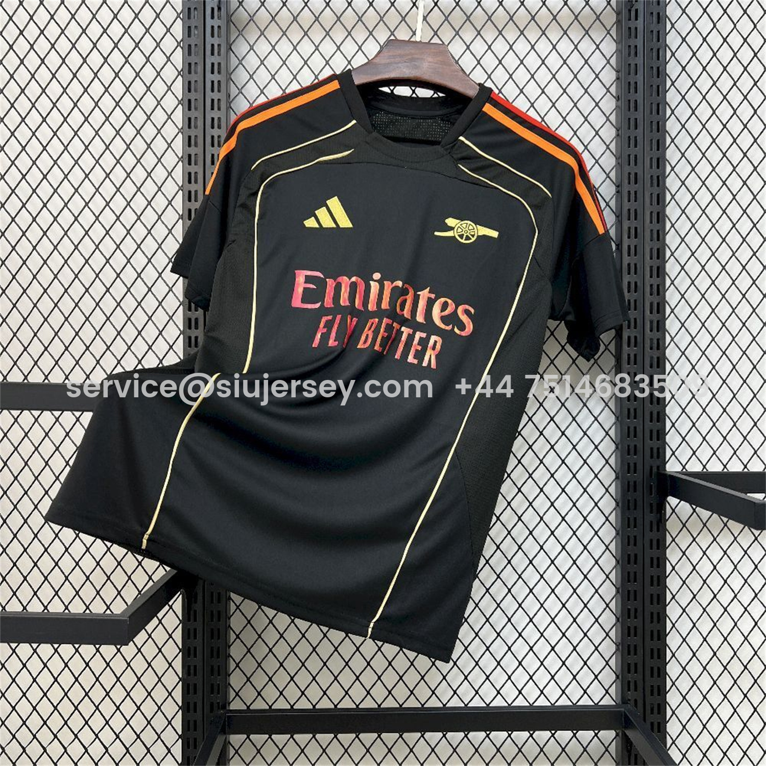 SIUjerseys-Arsenal 25-26 Gold Lines Black Training Jersey - Fans Version