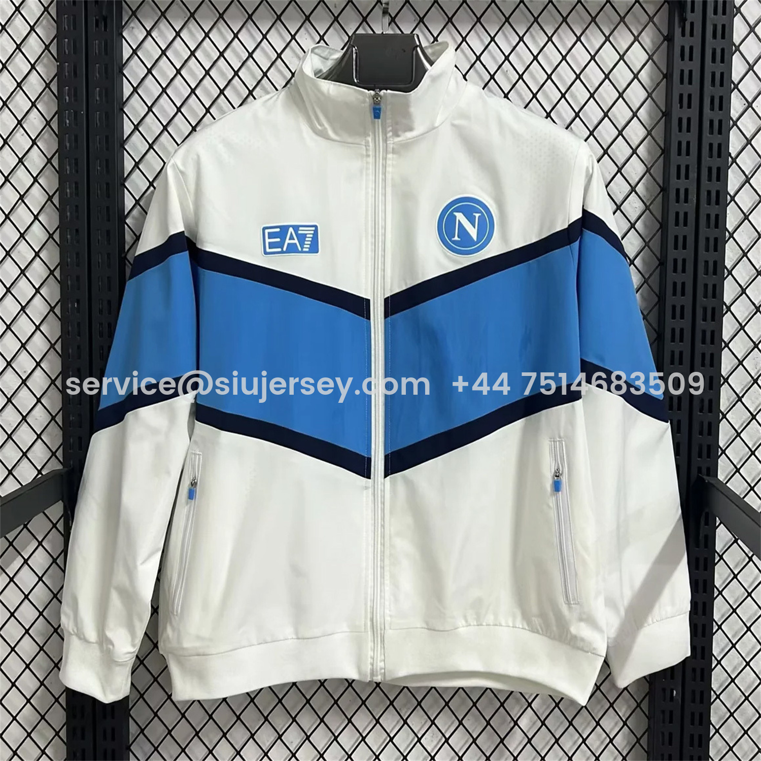 SIUjerseys-Napoli 25-26 Windbreaker Jacket - White And Blue