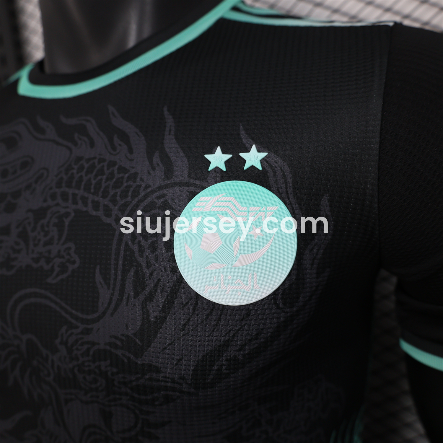 SIUjerseys-Algeria 25-26 Green Dragon Pattern Black Jersey - Player Version