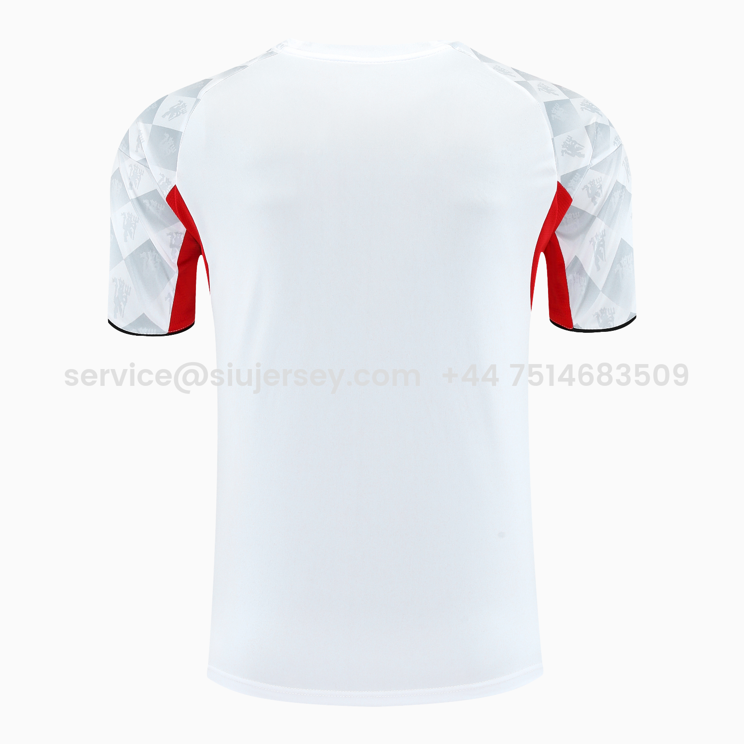 SIUjerseys-Manchester United 25-26 Short-Sleeve Training Set - Red Edge White Top & Black Shorts