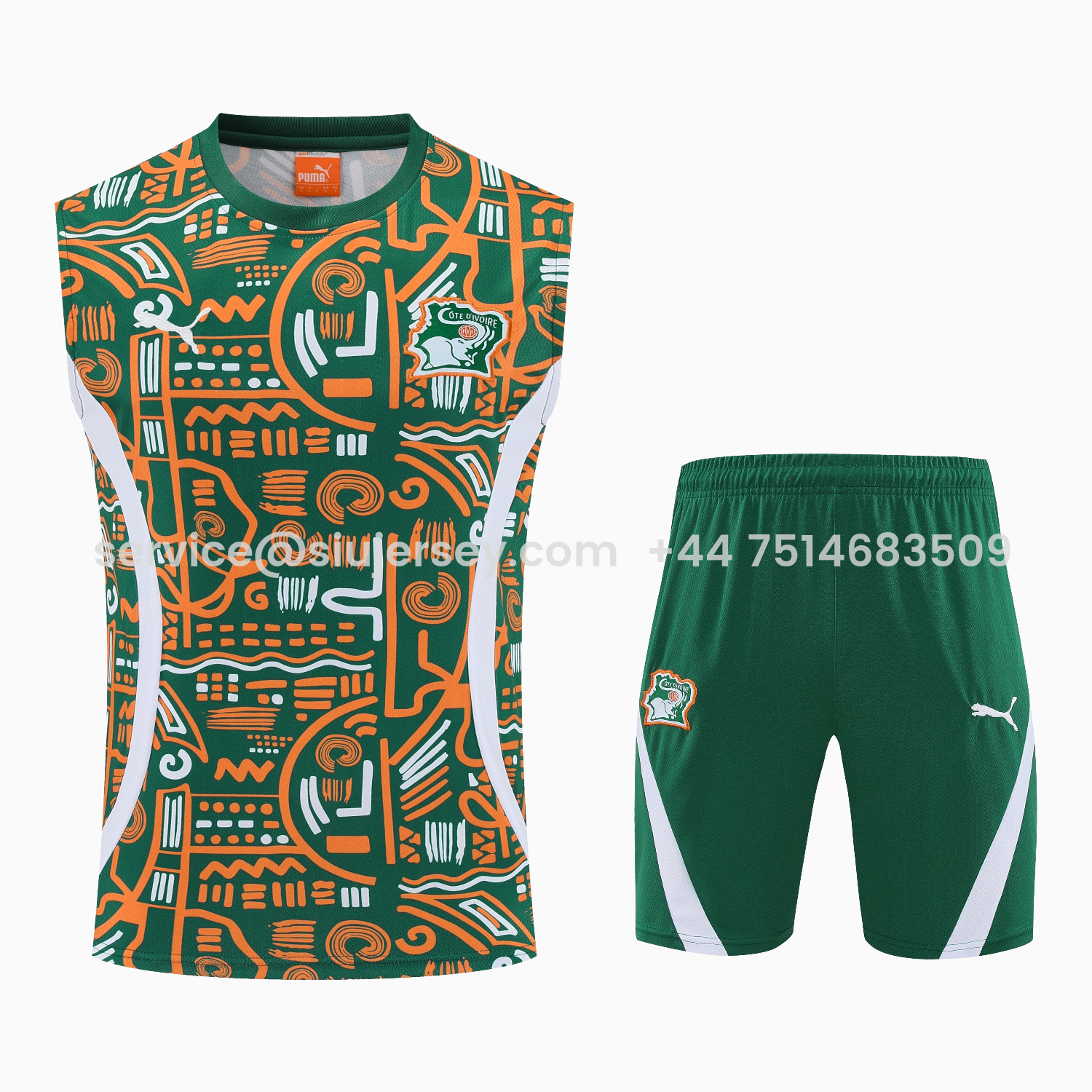 SIUjerseys-Ivory Coast 2026 Vest Training Set - Green Vest and Shorts