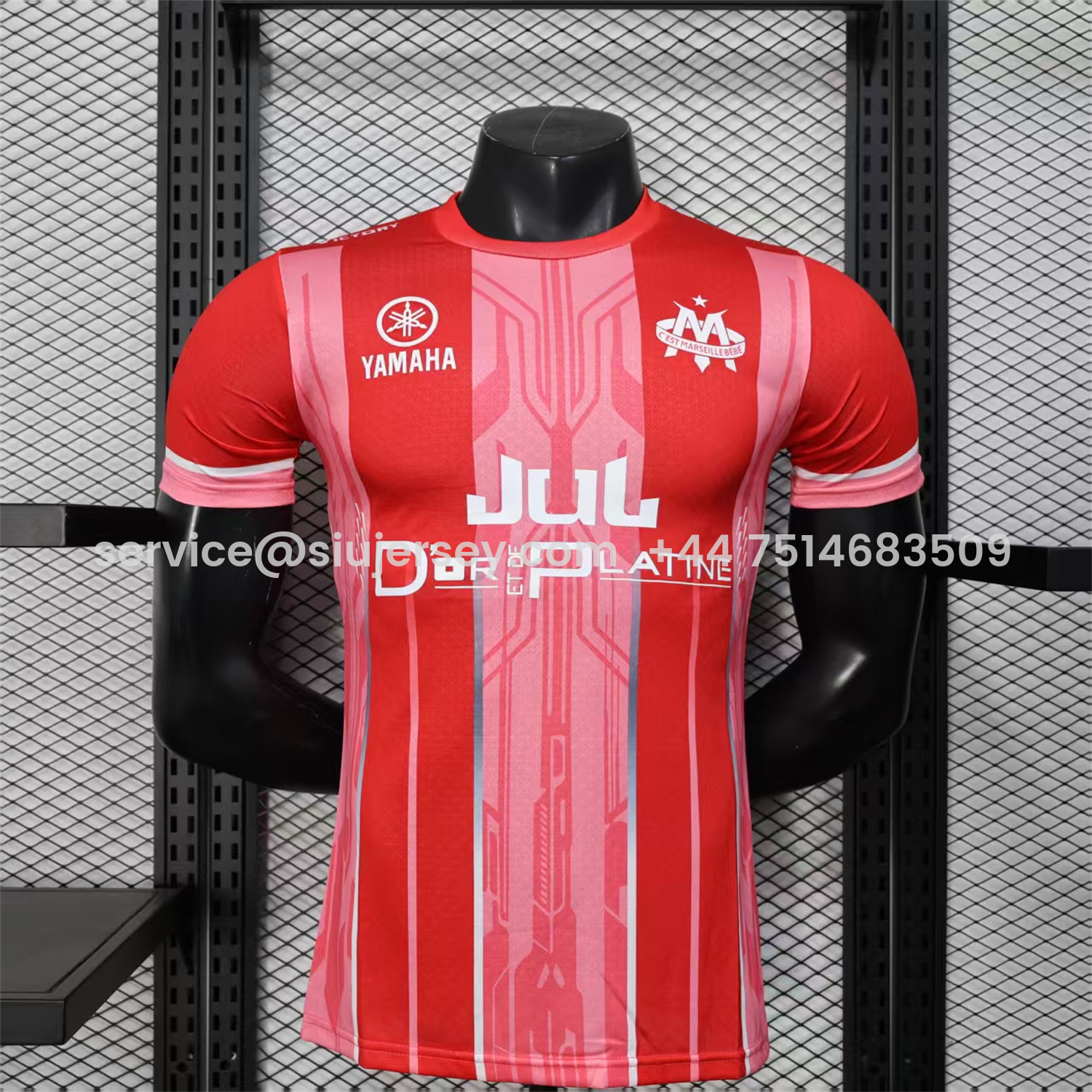 SIUjerseys-Marseille 25-26 Red And Pink Stripes Special Jersey - Player Version