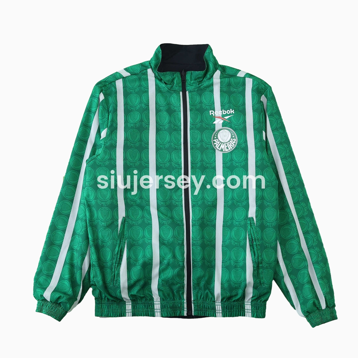 SIUjerseys-Palmeiras 25-26 Double Sided Reversible Windbreaker - Black & Green