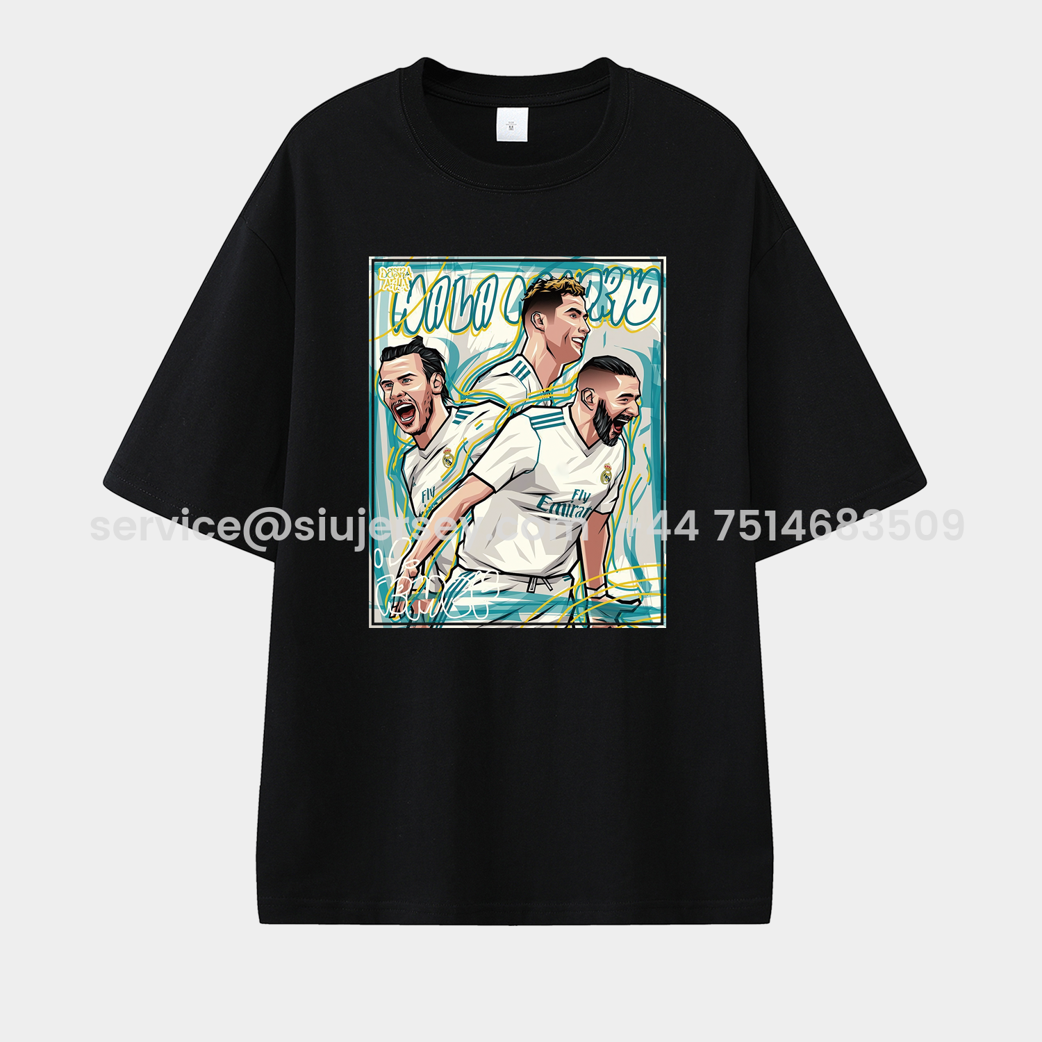 SIUjerseys-Real Madrid BBC Benzema Bale Cristiano Ronaldo Unisex Pure Cotton T-shirt