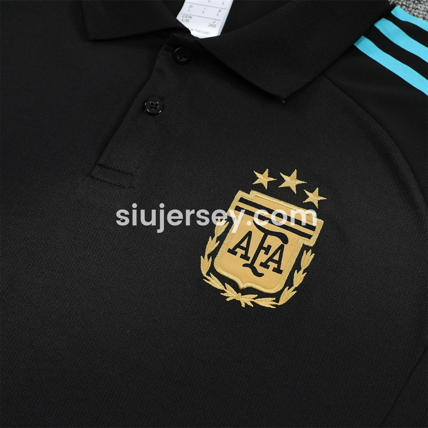 SIUjerseys-Argentina 25-26 POLO Short-Sleeve Training Set - Deep Blue Top and Pants with Blue Stripes
