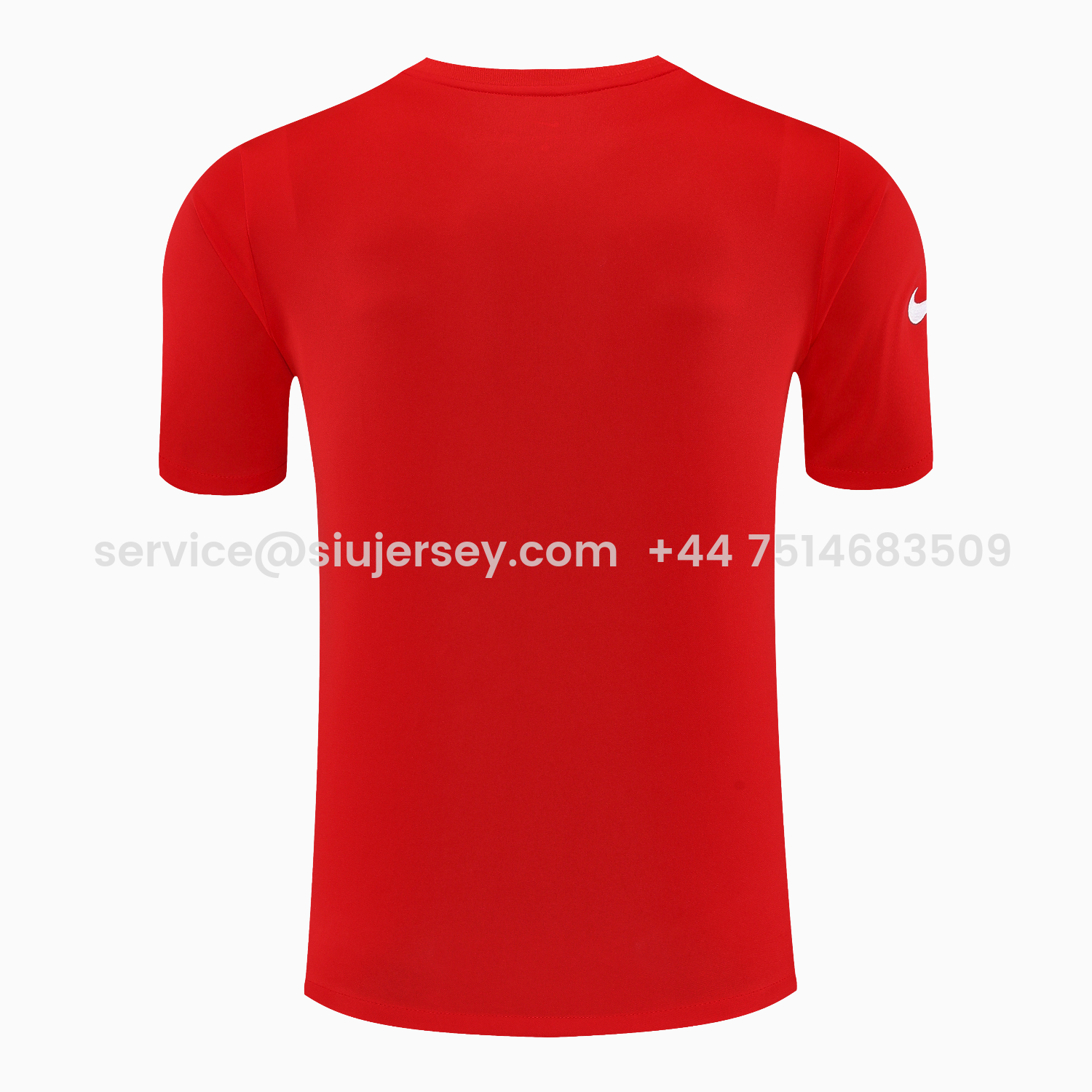 SIUjerseys-Atletico Madrid Short-Sleeve Training Set - Red White Top & Blue Shorts