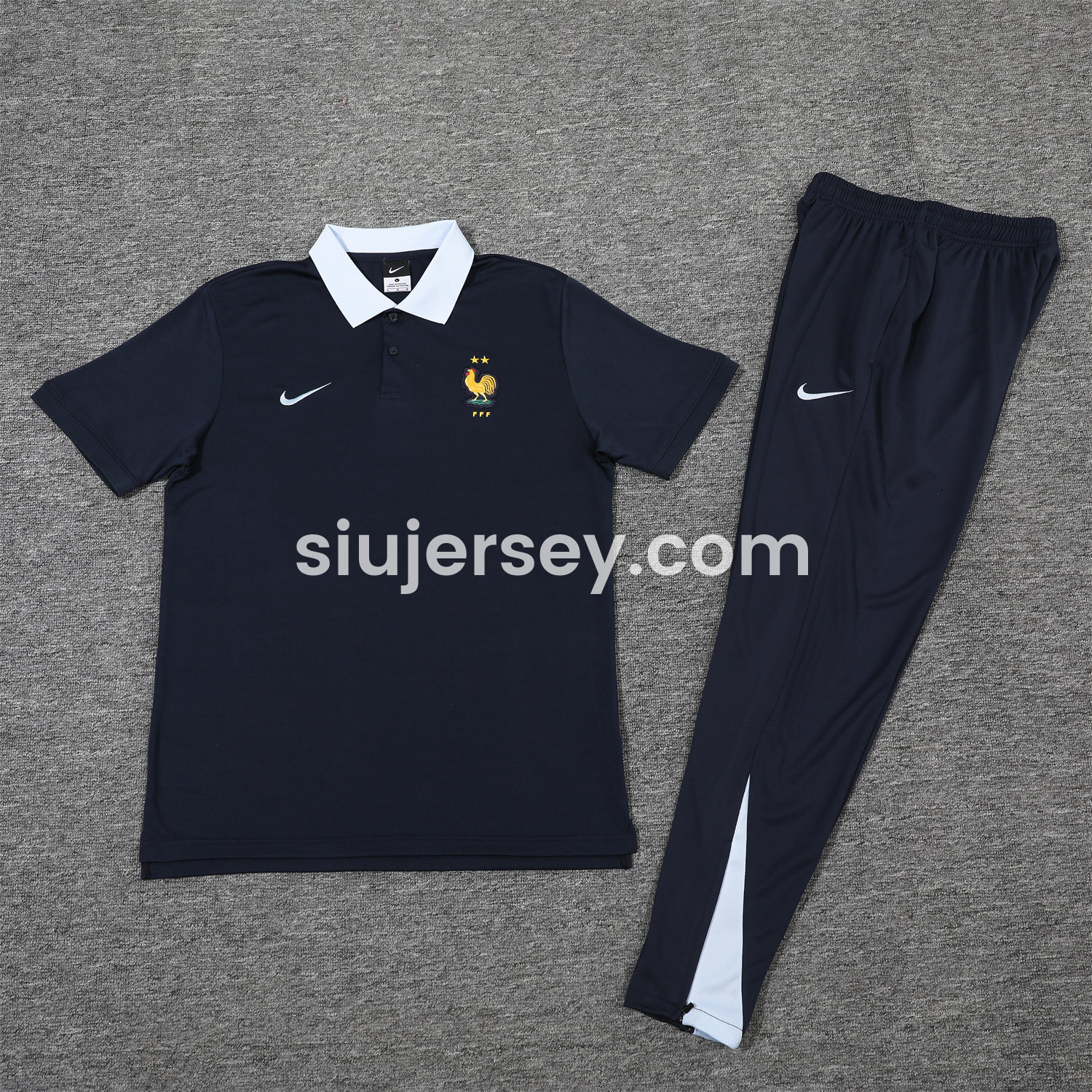 SIUjerseys-France 25-26 POLO Short-Sleeve Training Set - Deep Blue Top and Pants