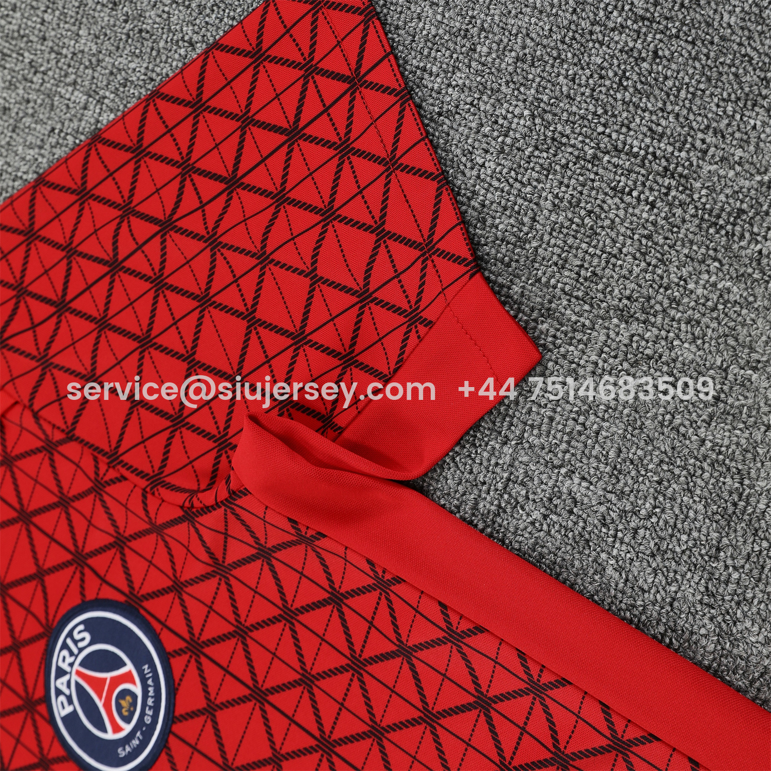 SIUjerseys-Paris Saint-Germain PSG 25-26 Short-Sleeve Training Set - Red Top & Deep Blue Shorts