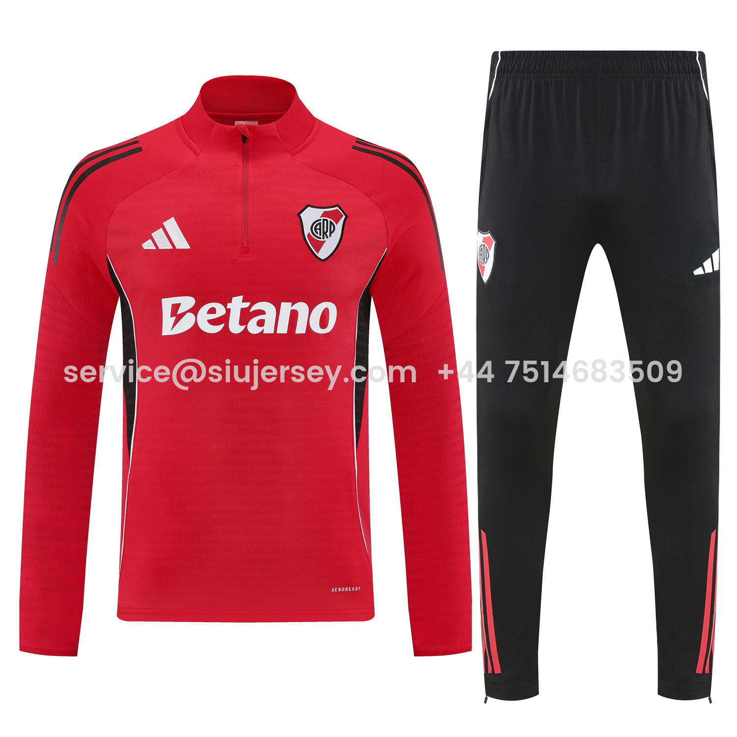 SIUjerseys-River Plate 25-26 Long Sleeves Training Set - Red Top & Black Pants