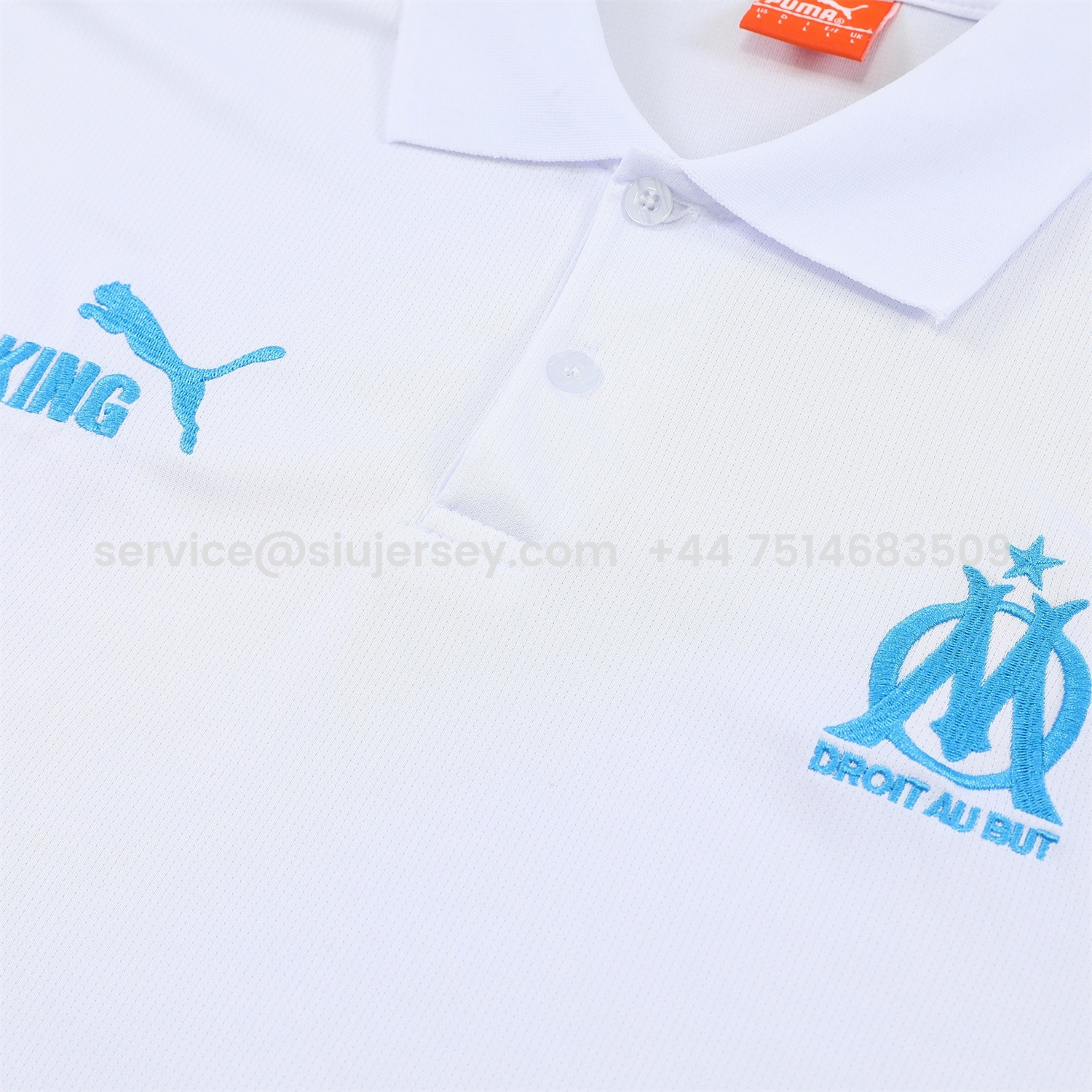 SIUjerseys-Marseille 25-26 POLO Short-Sleeve Training Set - White Top and Dark Blue Pants