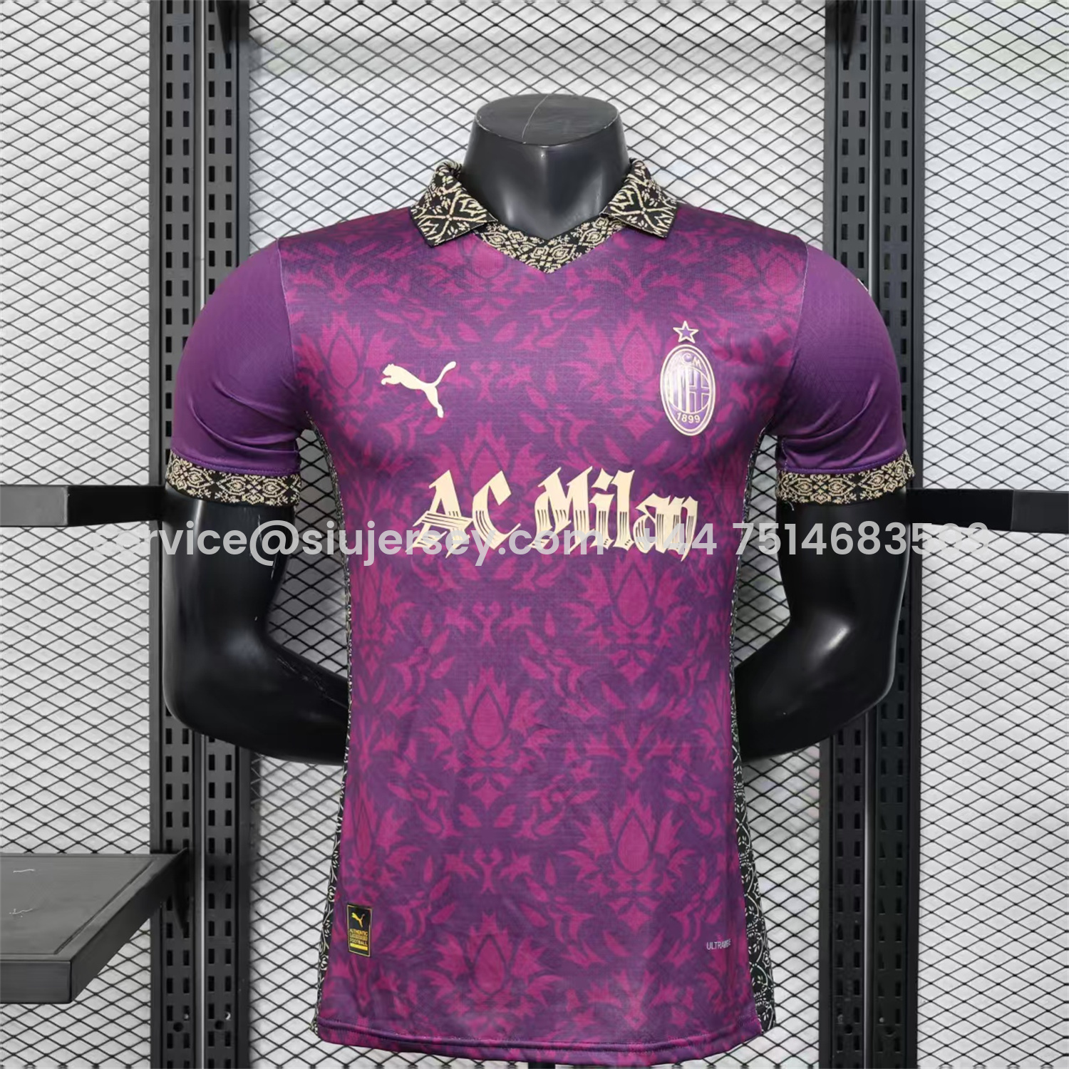 SIUjerseys-AC Milan 25-26 Team Name Advertisement Purple POLO Special Jersey - Player Version
