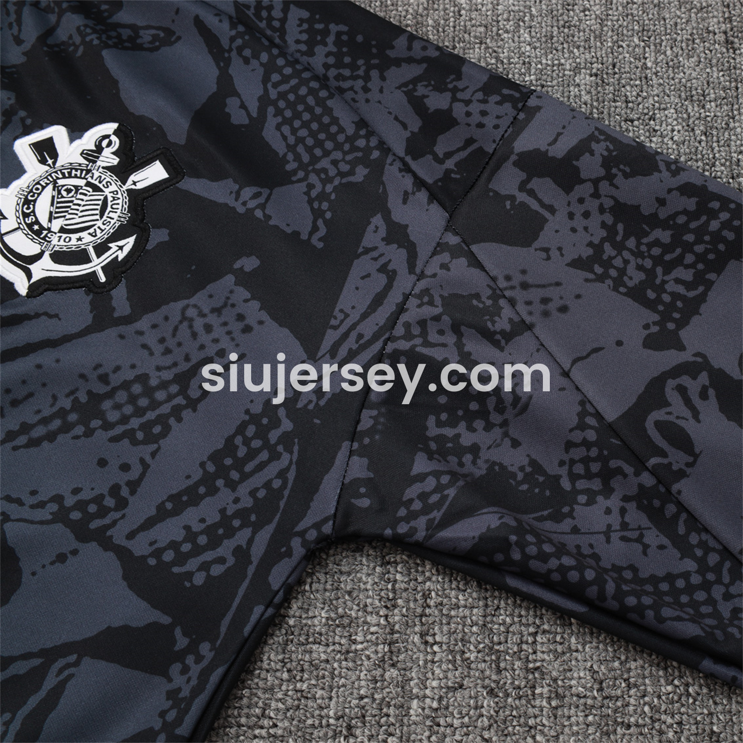 SIUjerseys-Corinthians 25-26 Jacket Training Tracksuit - Black and Gray Pattern Jackets & Black Pants